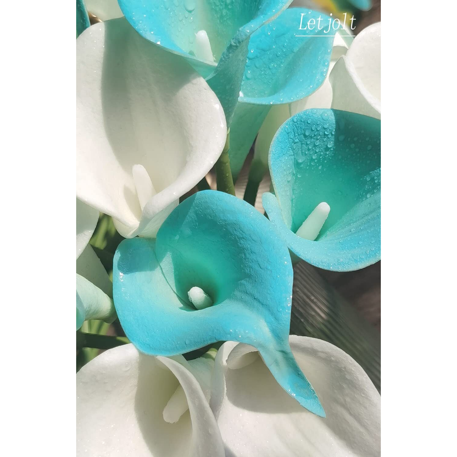 Letjolt Artificial Calla Lily Flowers 12Pcs Fake Flower Bouquet Faux Calla Lilies For Home Kitchen Wedding Party  Peacock Blue
