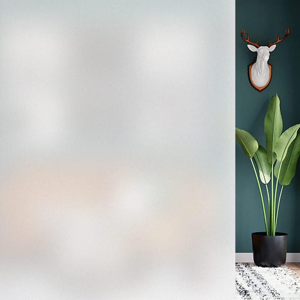 Hidbea Frosted Window Privacy Film - Non Adhesive Static Cling Glass Stickers Sun Uv Blocking Heat Control Door Covering Decals For Home Office  11.8 X 78.7 Inch
