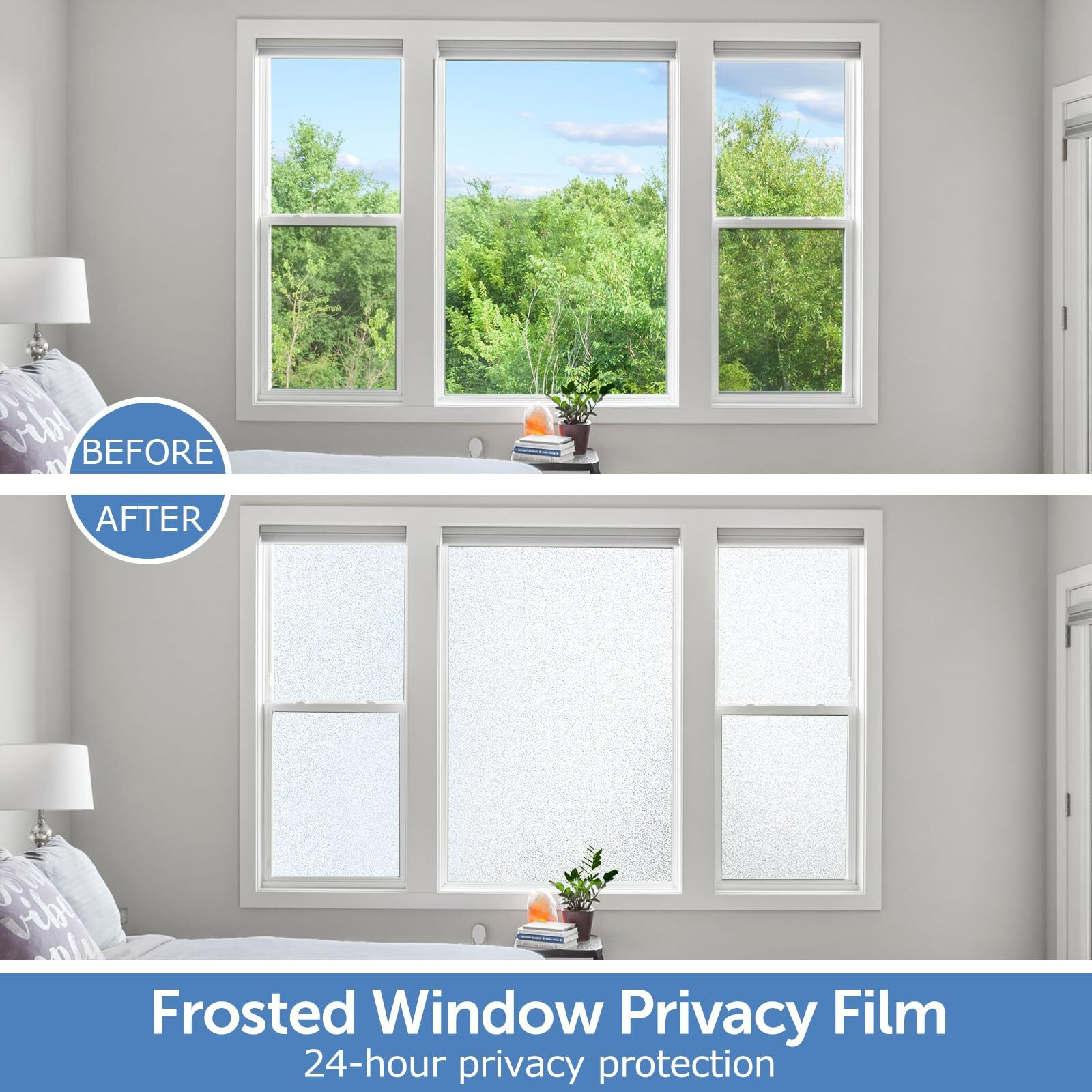 Hidbea Frosted Window Privacy Film - Non Adhesive Static Cling Glass Stickers Sun Uv Blocking Heat Control Door Covering Decals For Home Office  11.8 X 78.7 Inch