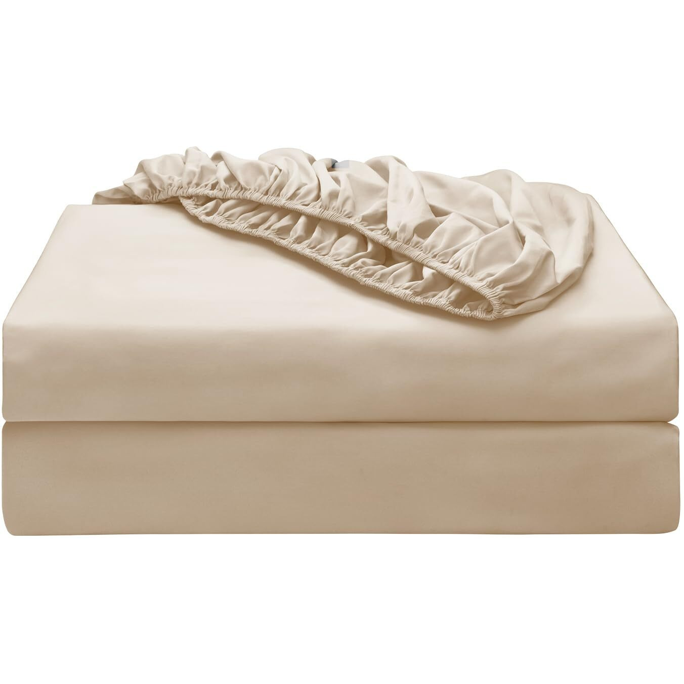 2-Pack Pure Cotton Bottom Sheet Queen Size  600 Thread Count 16&quot&quot Deep Pocket Egyptian Cotton Fitted Sheet (2-Pack  Queen  Beige)