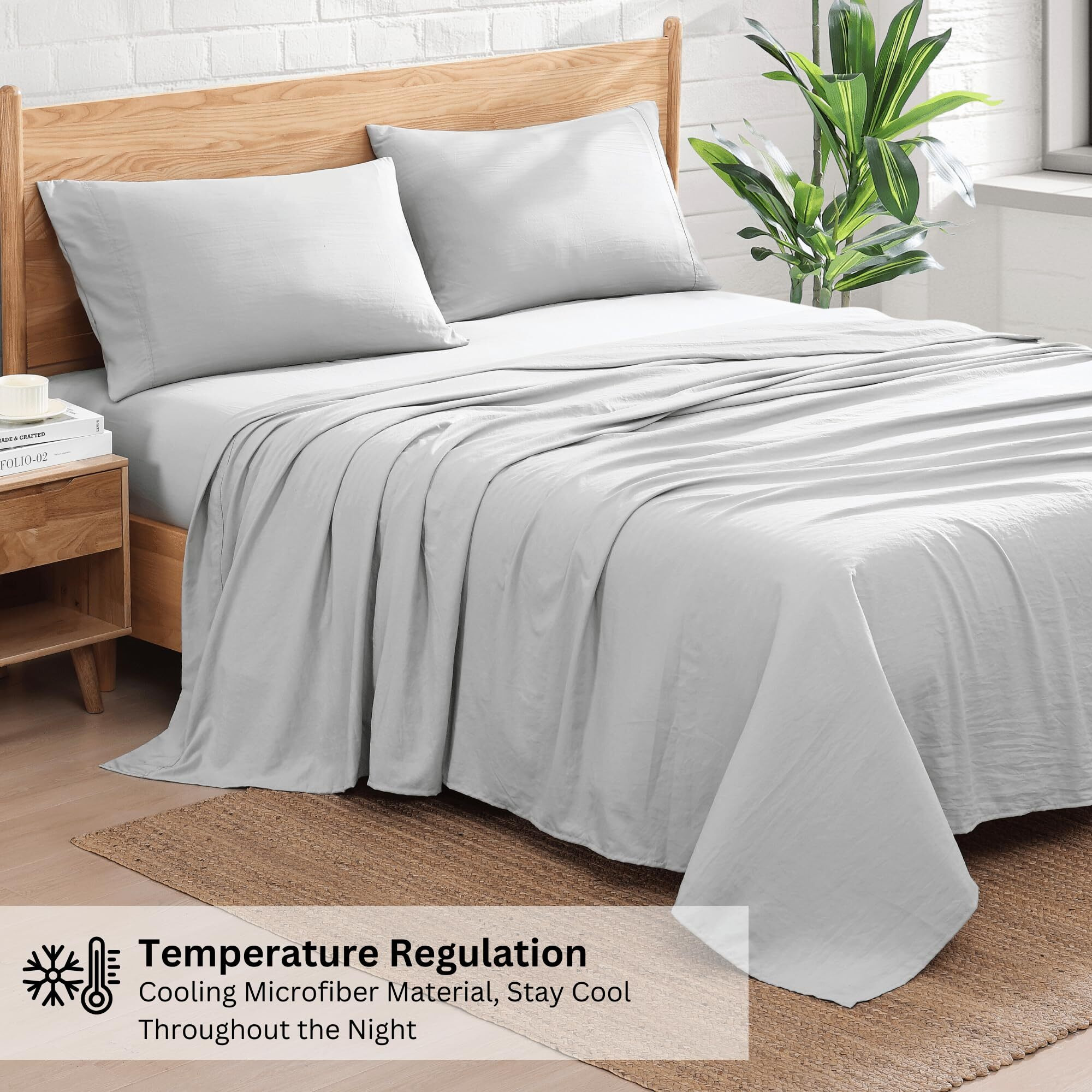 Casa Platino California King Bed Set  Pre-Washed Ultra Soft California King Bed Sheets Set  Brushed Microfiber Sheets California King Size  California King Size Sheets Set With Deep Pockets - Silver