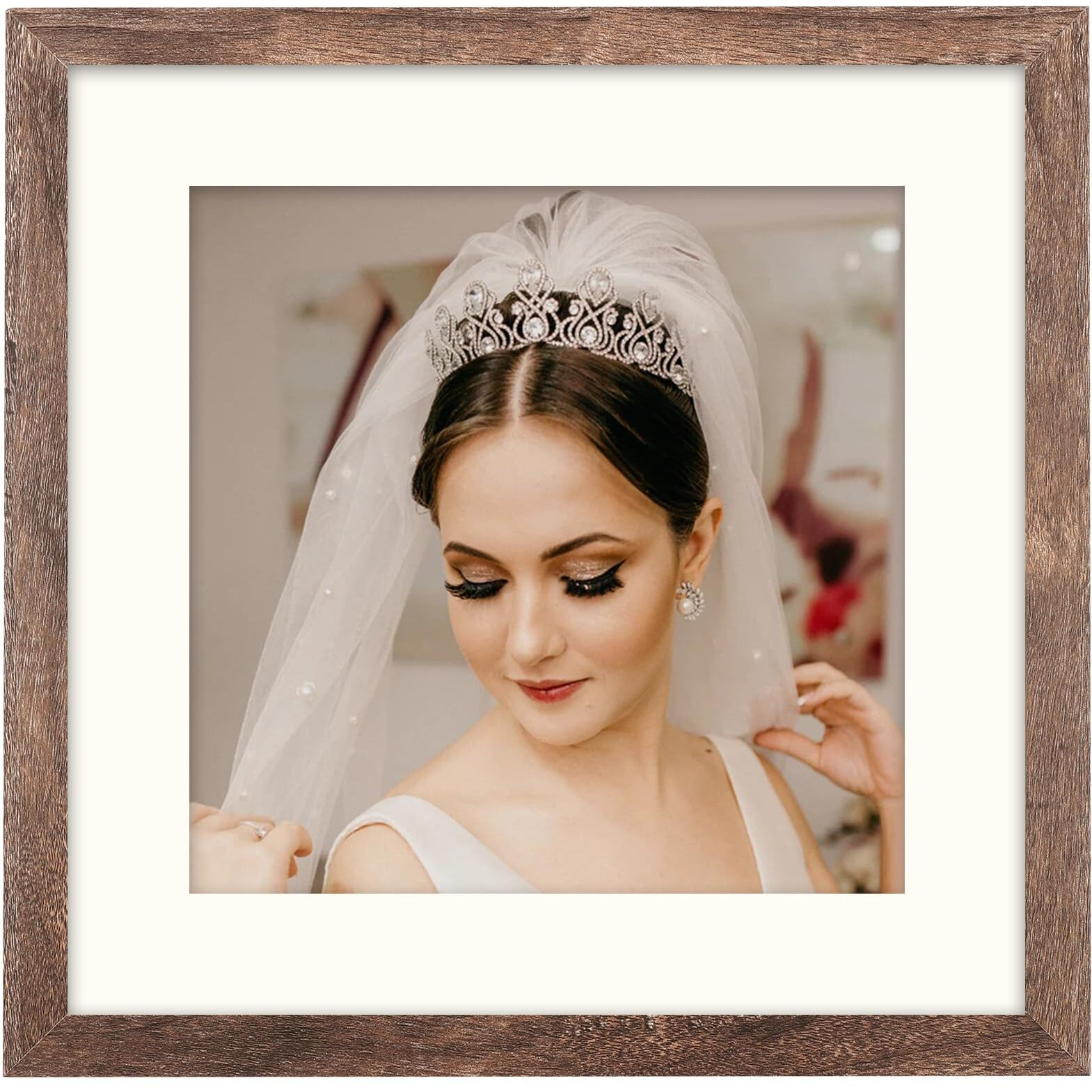 Orivan 11X11 Square Picture Frame Display Photo 8X8 With Mat Or 11X11 Without Mat Distressed Wood Grain Photo Frame For Wall And Tabletop Decoration Brown