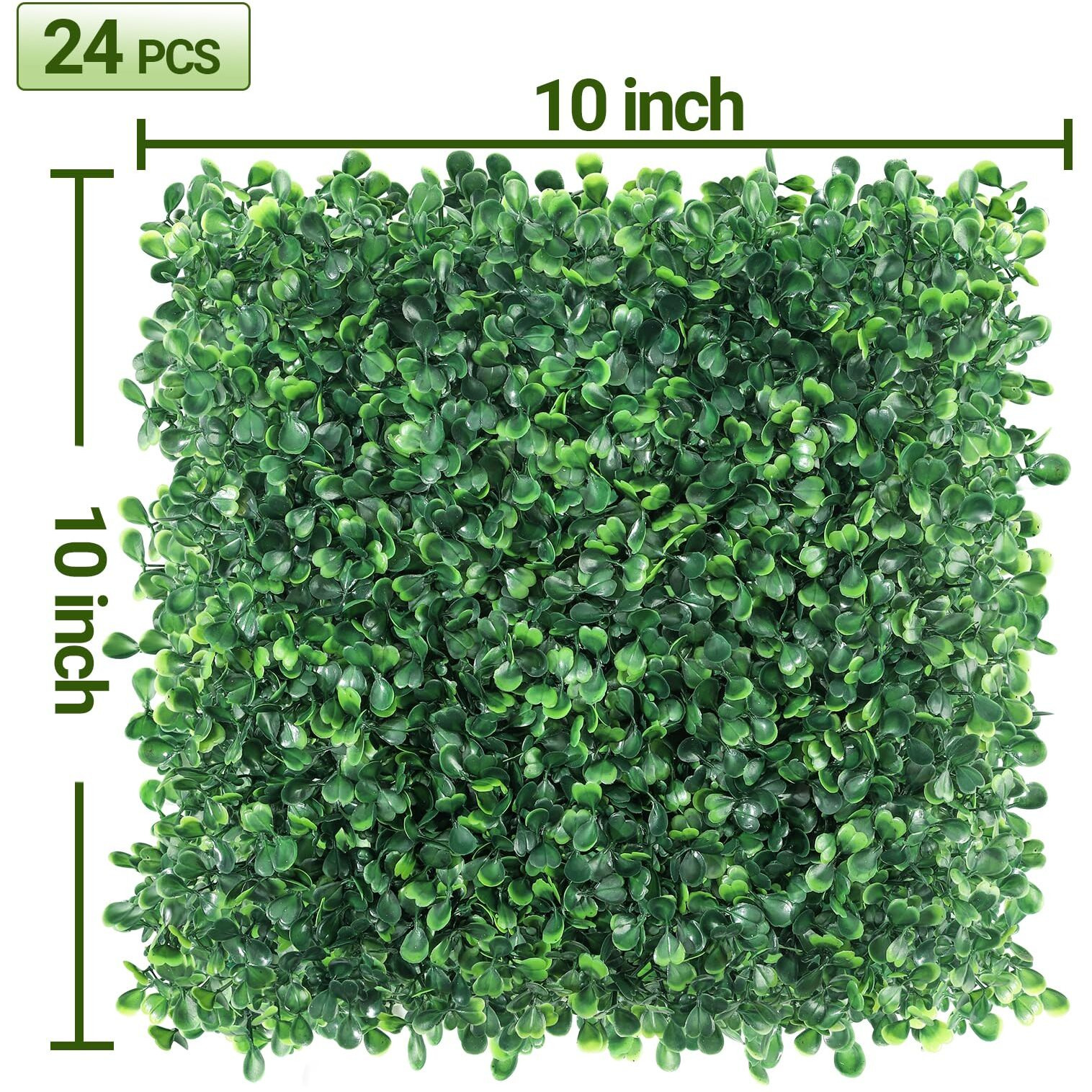 Zxmoto 10"" X 10"" Artificial Boxwood Hedge Panels 24Pcs Faux Greenery Wall Privacy Hedge Screen  Grass Wall Decoration Faux Greenery Wall Panel For Indoor Outdoor Garden Backyard Home Decor