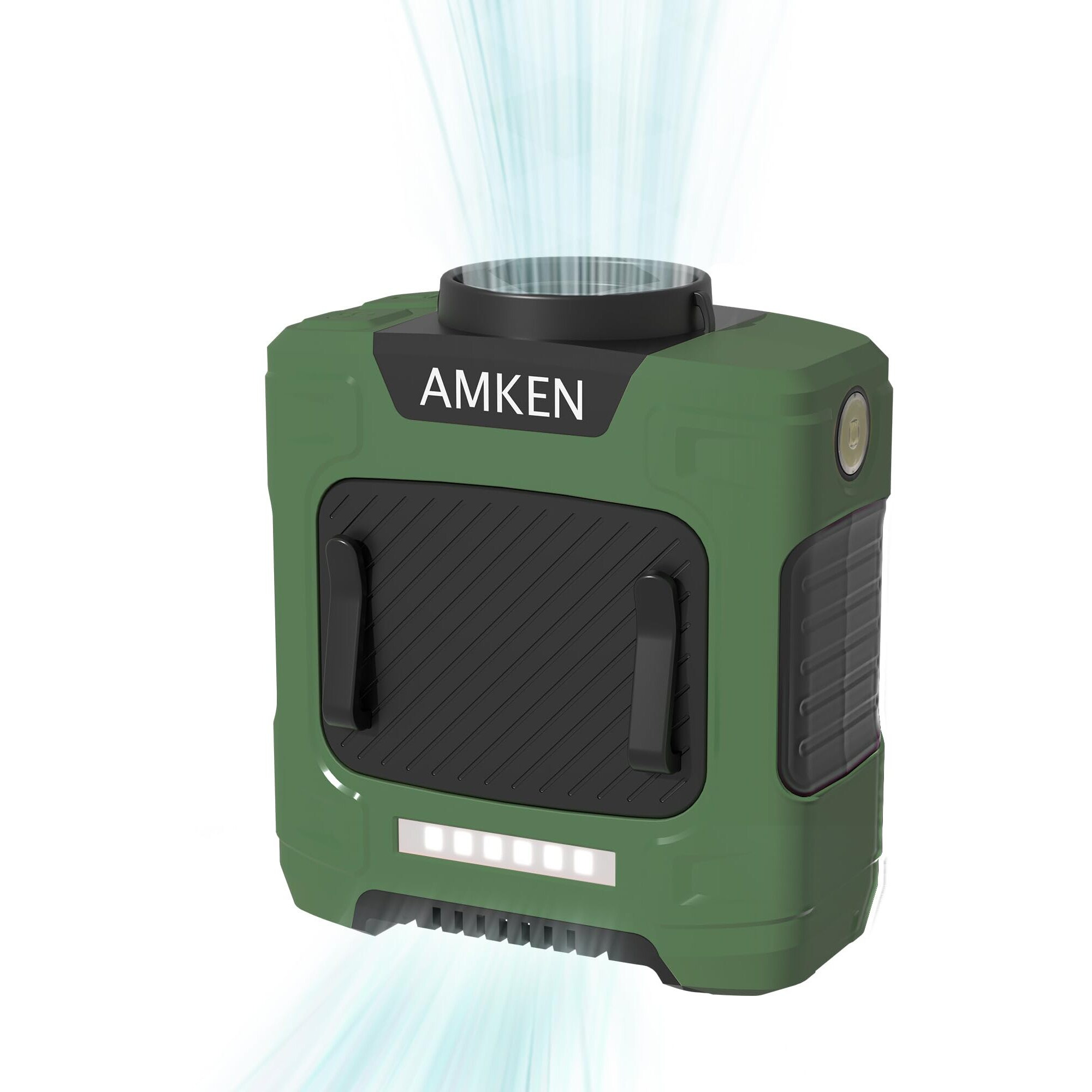 Amken Waist Fan - Belt Fan  Portable Clip Fan With 10000Mah Battery  24-Hour Working Time  Led Sos Light - 3 Speeds  15500Rpm Strong Airflow - Neck Fan For Jobsite  Farming  Fishing