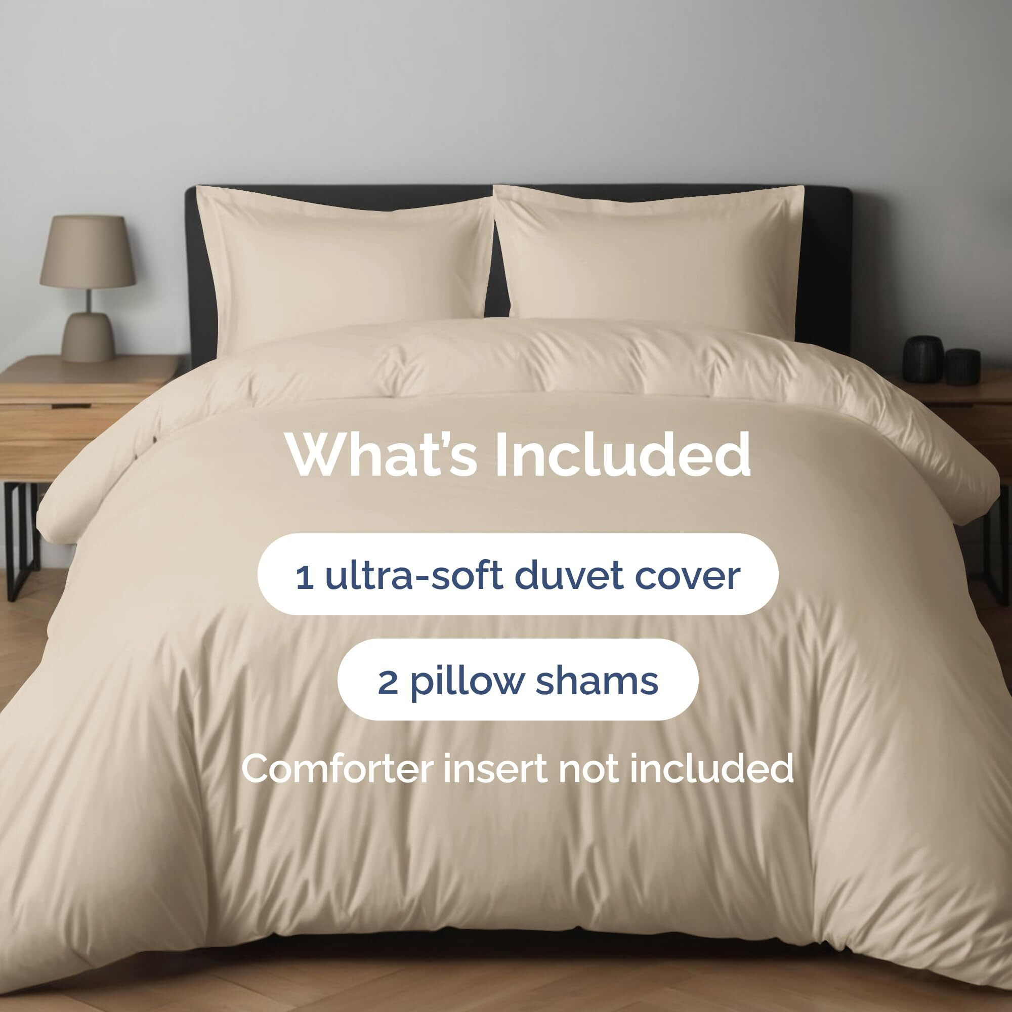 Duvet Cover Queen Size Set - Extra Soft Queen Size Duvet Cover - 90"" X 90"" Queen Duvet Cover W/ 2 Pillow Shams - Hotel Luxury  Easy Care & Fade Free - Comforter Cover W/ Zipper Closures & Ties (Wheat)