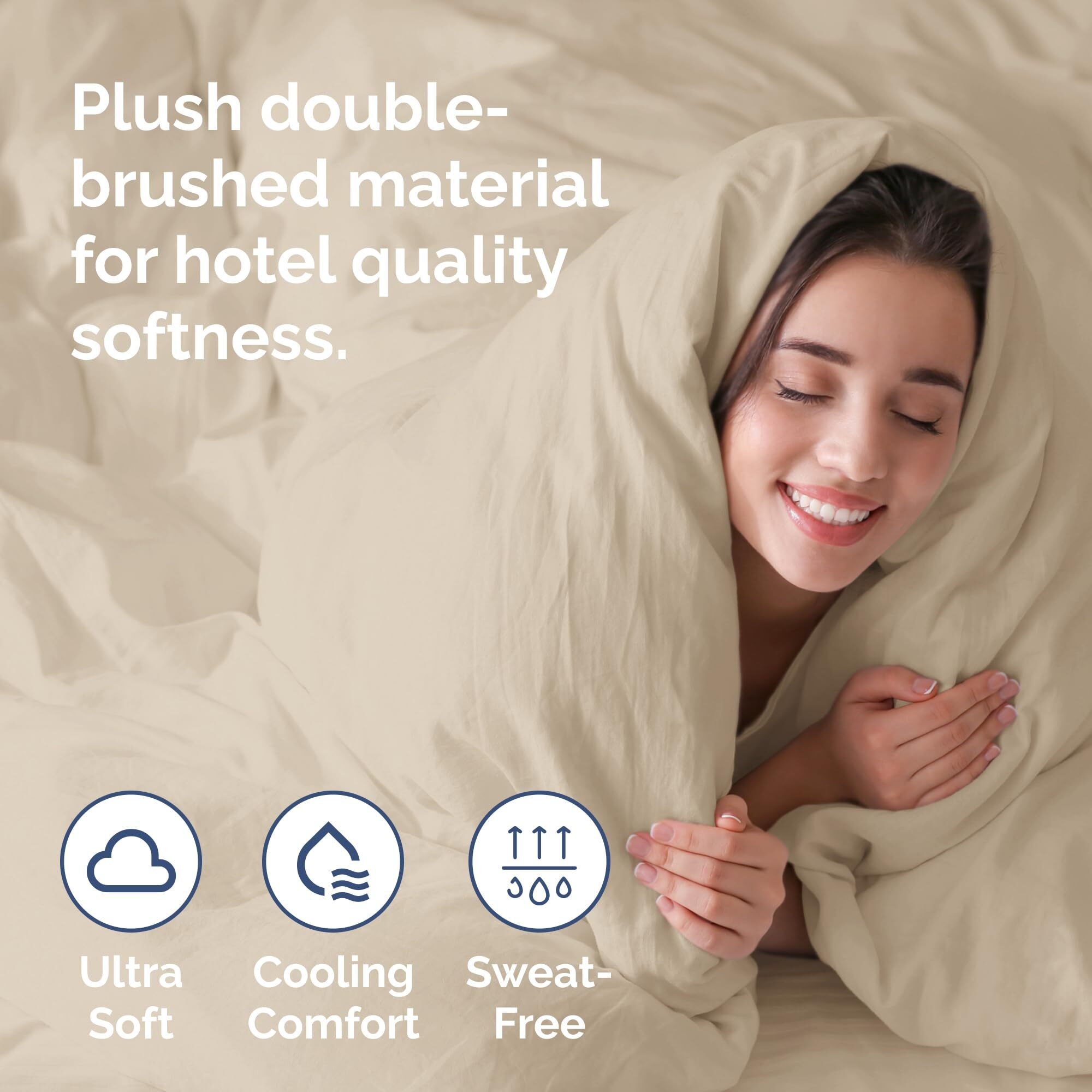 Duvet Cover Queen Size Set - Extra Soft Queen Size Duvet Cover - 90"" X 90"" Queen Duvet Cover W/ 2 Pillow Shams - Hotel Luxury  Easy Care & Fade Free - Comforter Cover W/ Zipper Closures & Ties (Wheat)