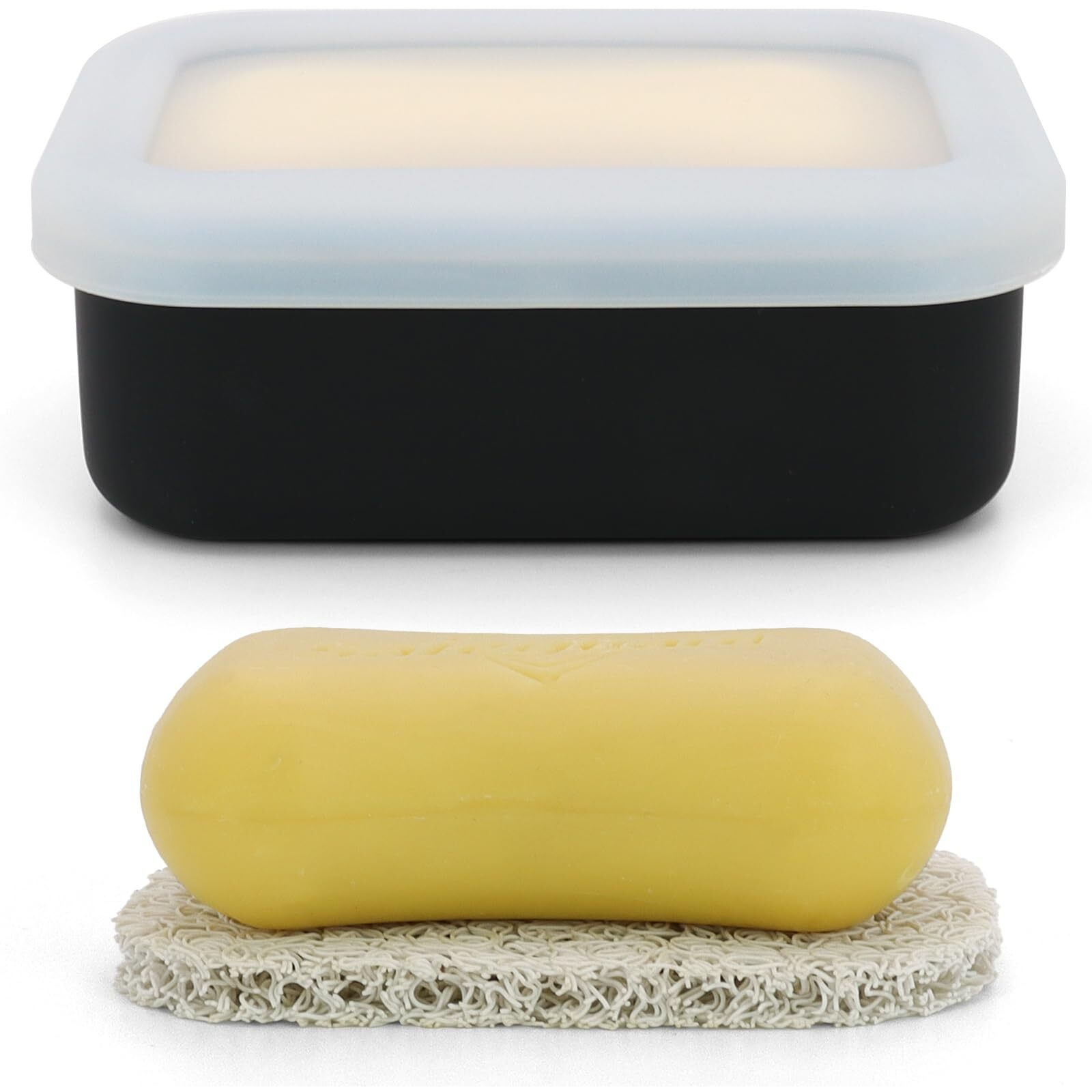 Aimaiaimai Enhanced Leak Proof Travel Soap Box  Compact Silicone Travel Soap Dish With Drainage Pad  Shampoo Bar Travel Case For Travelling  Camping  Gym And Dormitory (Black)
