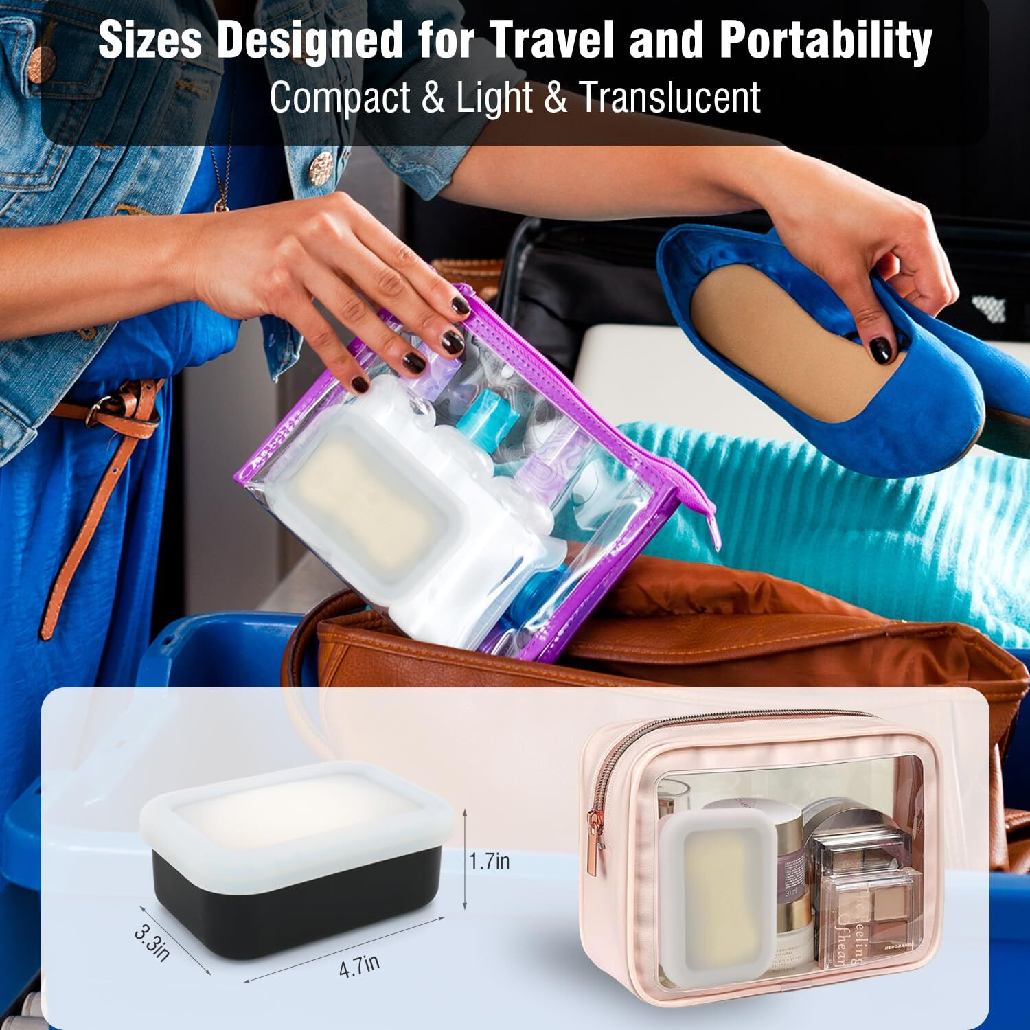 Aimaiaimai Enhanced Leak Proof Travel Soap Box  Compact Silicone Travel Soap Dish With Drainage Pad  Shampoo Bar Travel Case For Travelling  Camping  Gym And Dormitory (Black)