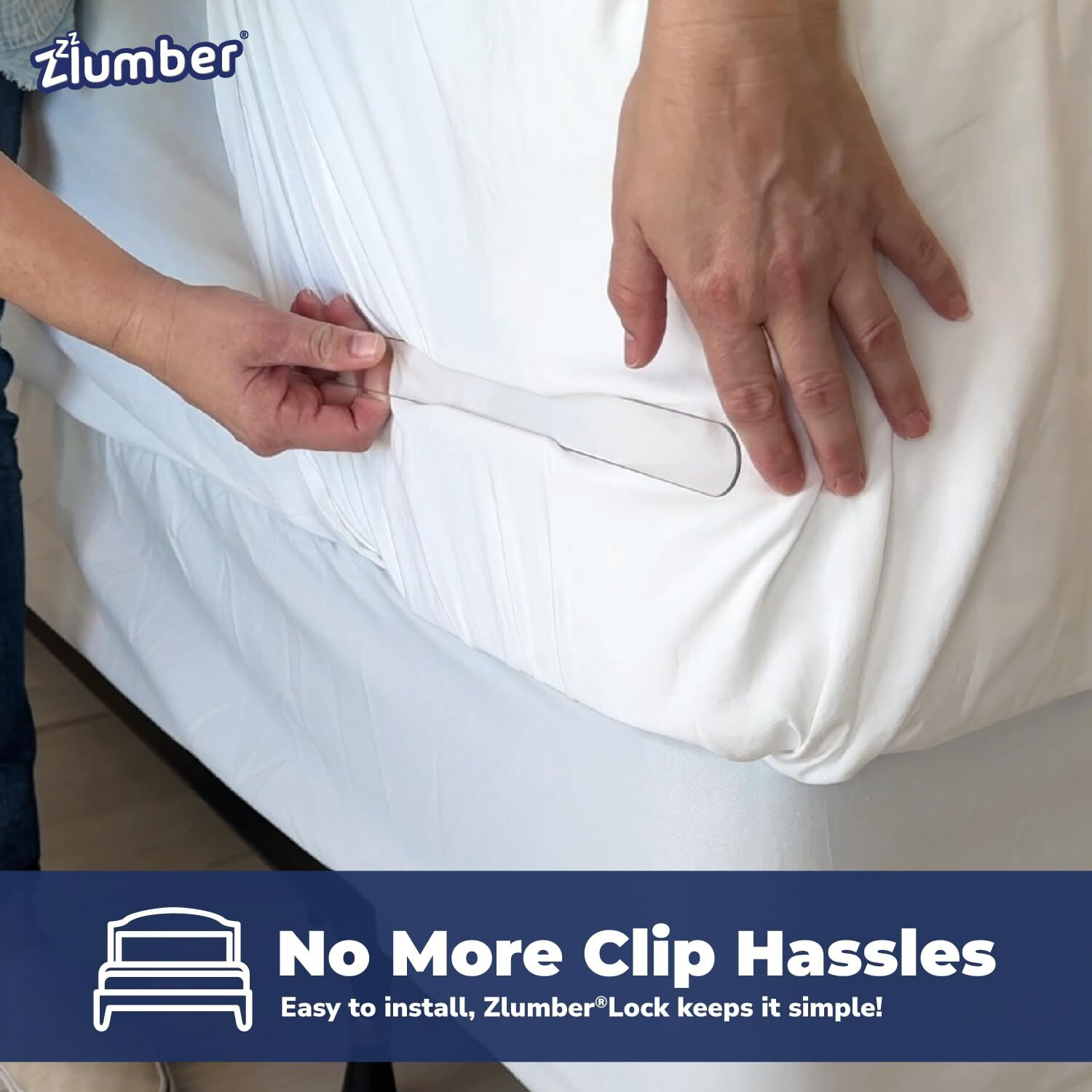 Zlumber Lock Sheet Holders Keep Sheets Firm & Tight - Ultimate Bed Sheet Holder Straps With Bedsheet Clips/Straps No More Loose Sheets  Fits  Easy One-Time Installation