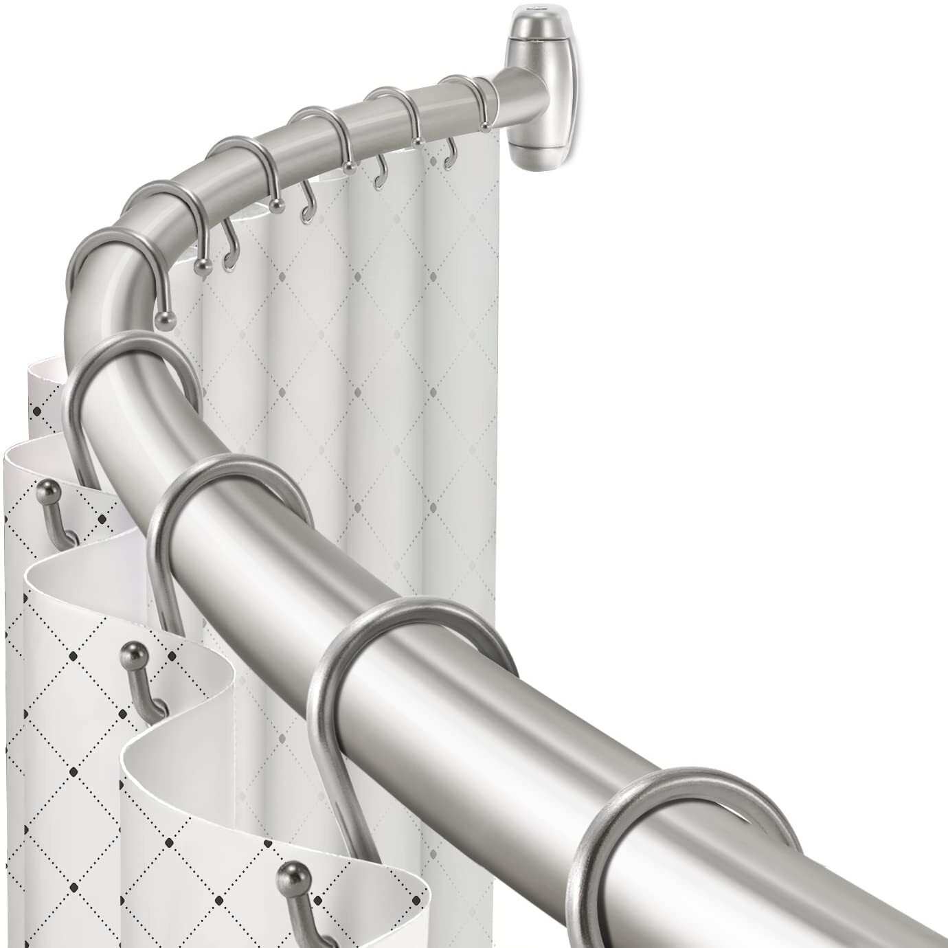 Curved Shower Curtain Rod  Toprod Round Shower Curtain Rod 48-72 Inches Adjustable  Rounded Bowed Stainless Steel Shower Rods For Bathroom  Bathtub  More Shower Space  Brushed Nickel  Need To Drill