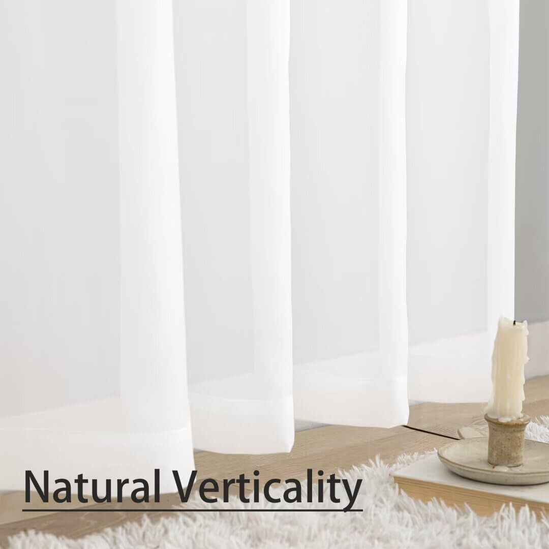 Karseteli Semi Voile White Sheer Curtains 84 Inches Long 2 Panels Rod Pocket Window Treatment For Living Room Bedroom Dining Room(White 42"" W X 84"" L)