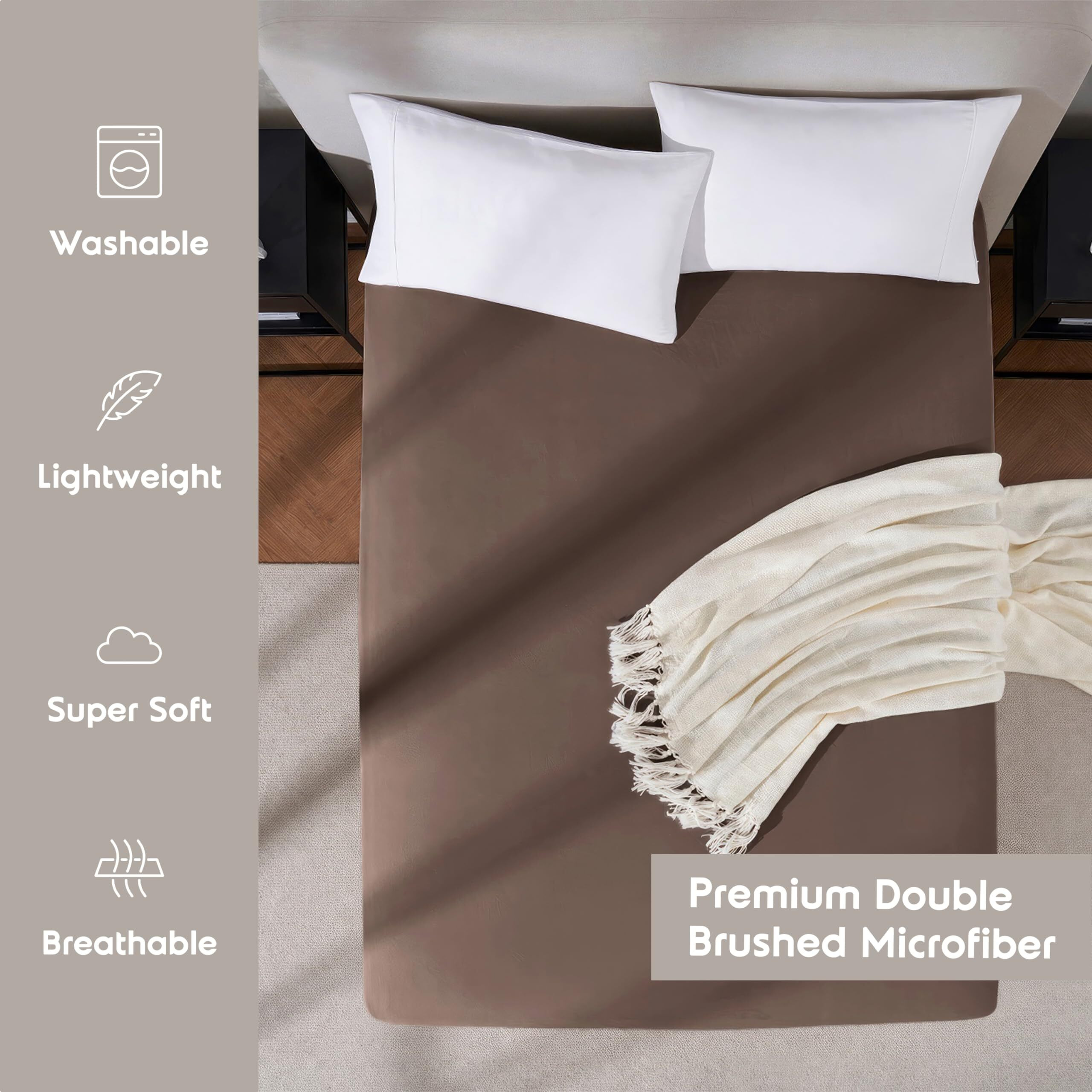 Nestl Extra Deep Pocket King Fitted Sheet  Brown Fitted Sheet King Size  1800 Microfiber King Fitted Sheet Only  Ultra Soft King Bed Fitted Sheet Fits Up To 24 Inch Mattress - King Size Fitted Sheets