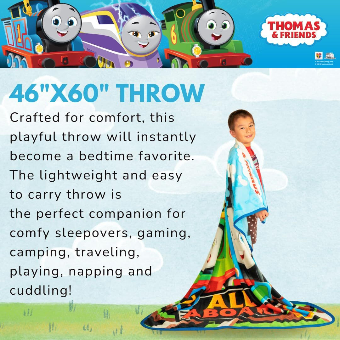 Franco Thomas And Friends Kids Bedding Super Soft Micro Raschel Throw  46 In X 60 In  (Official Licensed Product)