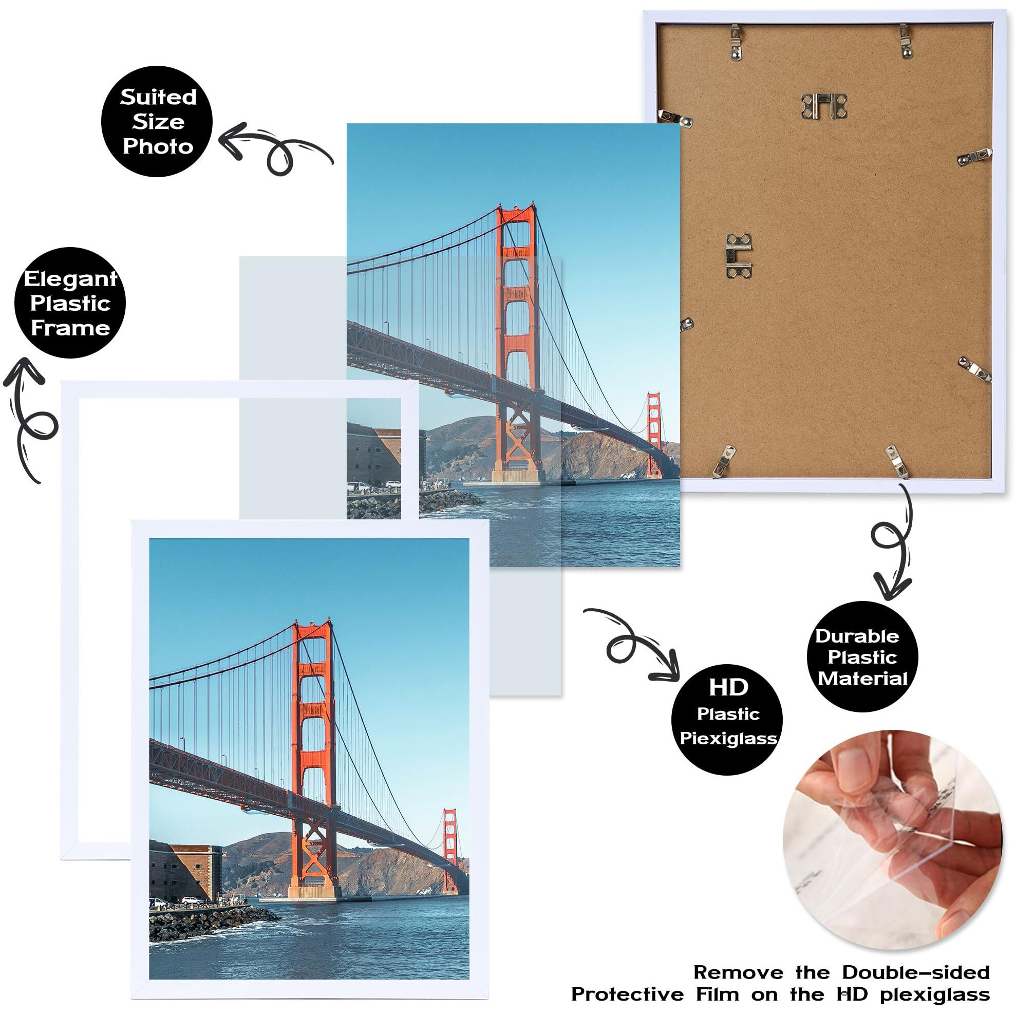Omishe 13X17 Inch Picture Frame White For Wall Hanging  13 X 17 Frame Wall Gallery Photo Frame  White
