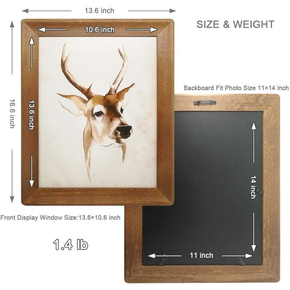 Icheesday Rustic Picture Frames 11X14  Made Of Brown Solid Wood For Wall Mounting Display Photos Diploma Certificate Award
