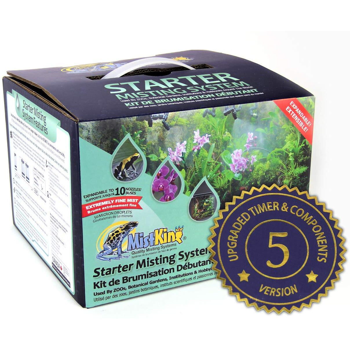 Mistking - Starter Misting System  5Th Gen | Used By Zoos  Botanical Gardens  Institutions & Hobbyists | Expandable To 10 Nozzles | Extremely Fine Mist | 50 Micron Droplets | Mksms5-125-50