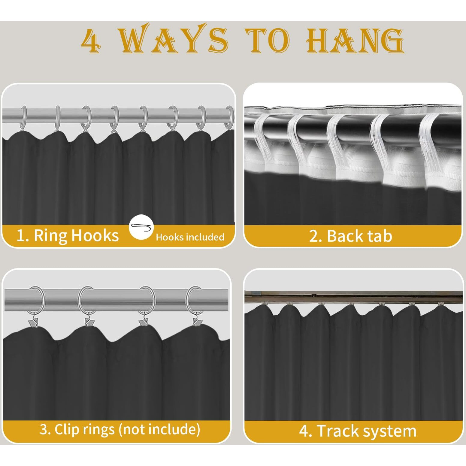 Room Divider Curtains For Ceiling Track Rod  Blackout Ceiling Track Curtains With Hooks Noise Reduction Privacy Curtain For Wall Ceiling Mount Track  8.3 Ft Wide X 9 Ft Tall  Cream Beige  1 Panel