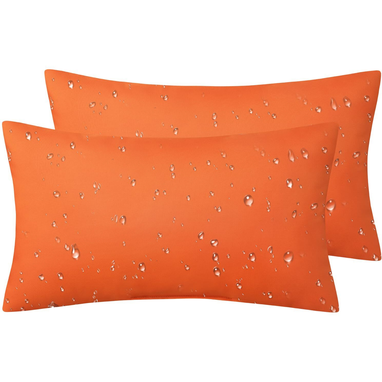 Phantoscope Pack Of 2 Premium Dual Usage Outdoor Pillow Inserts  Waterproof Throw Pillows No Cover Needed  Colorful Decorative Couch Sham Cushion Stuffer Patio Couch Tent  Orange 12 X 20 Inches