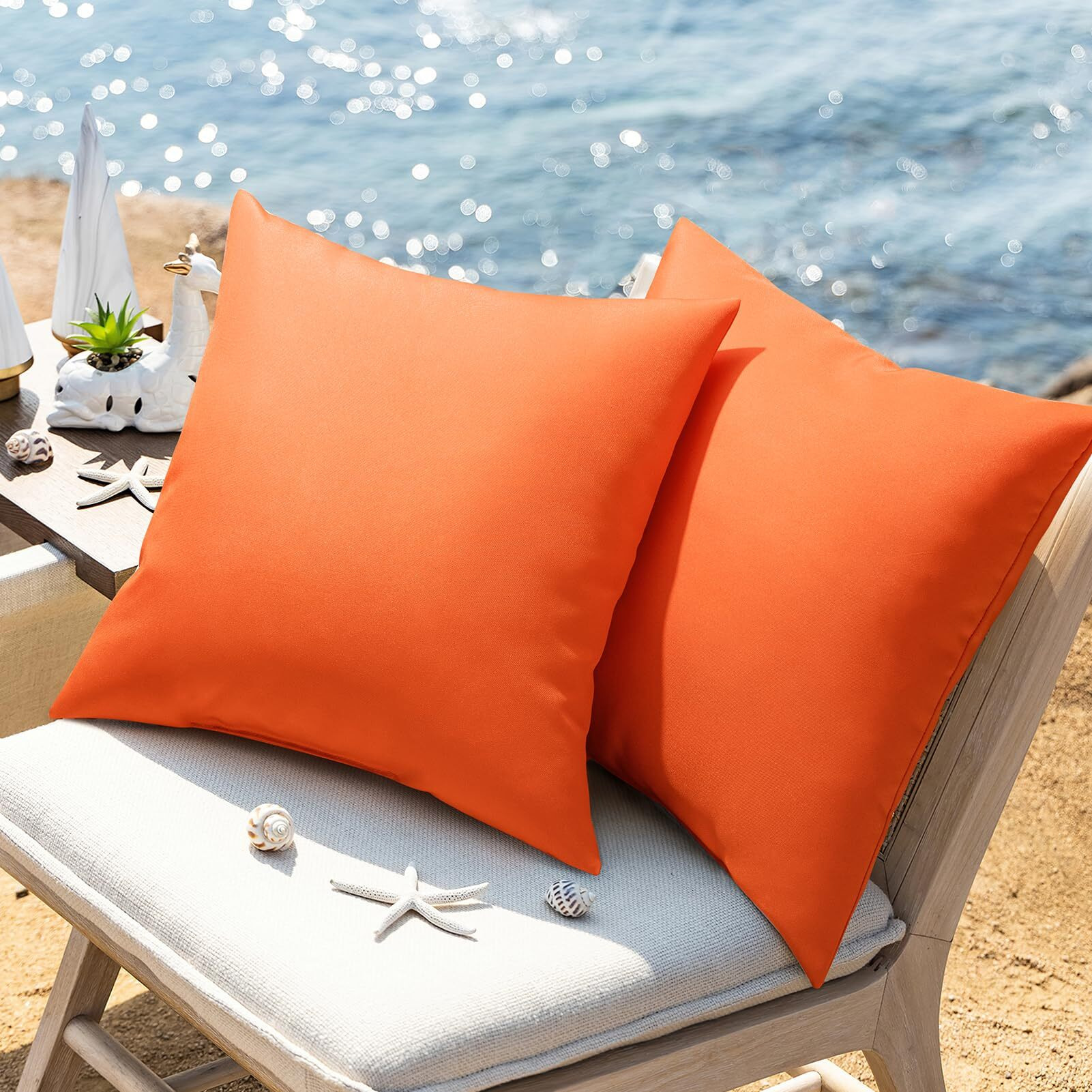 Phantoscope Pack Of 2 Premium Dual Usage Outdoor Pillow Inserts  Waterproof Throw Pillows No Cover Needed  Colorful Decorative Couch Sham Cushion Stuffer Patio Couch Tent  Orange 12 X 20 Inches