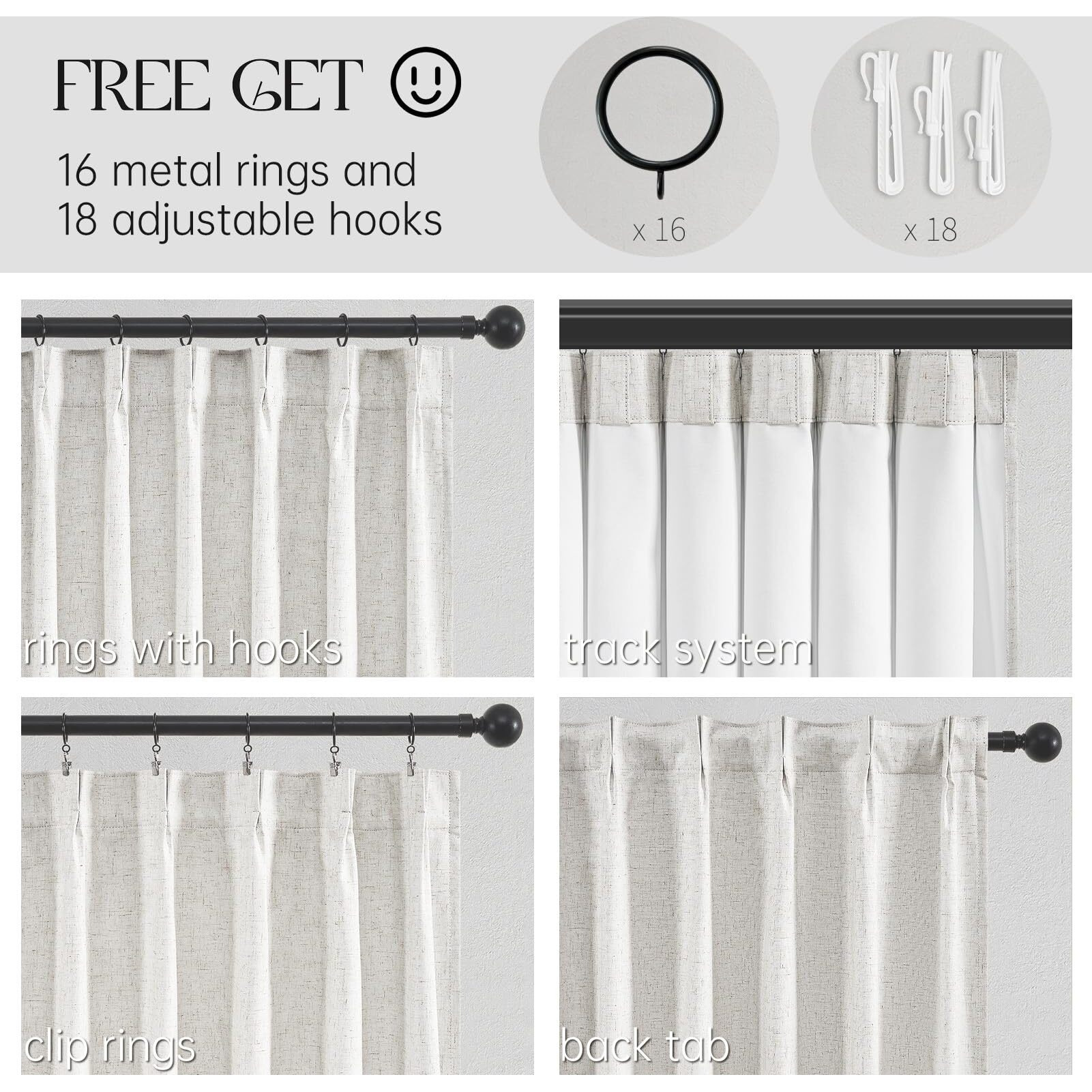 Topfinel 94 Inches Long Full Blackout Linen Curtains For Bedroom  Pinch Pleated Sound Block Curtains  Beige Decorative Elegant Farmhouse Lined Drapes 2 Panels Set For Living Room Sliding Door