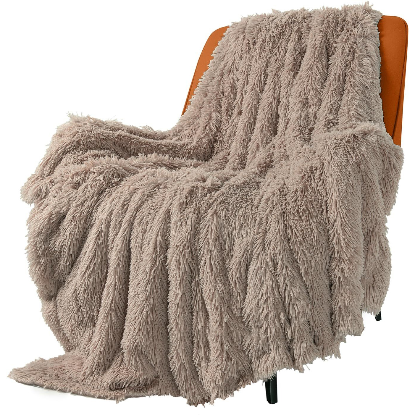 Toonow Extra Soft Fuzzy Faux Fur Throw Blanket 50"&quotX60""  Reversible Lightweight Fluffy Cozy Plush Comfy Microfiber Fleece Decorative Shaggy Blanket For Couch Sofa Bed  Khaki