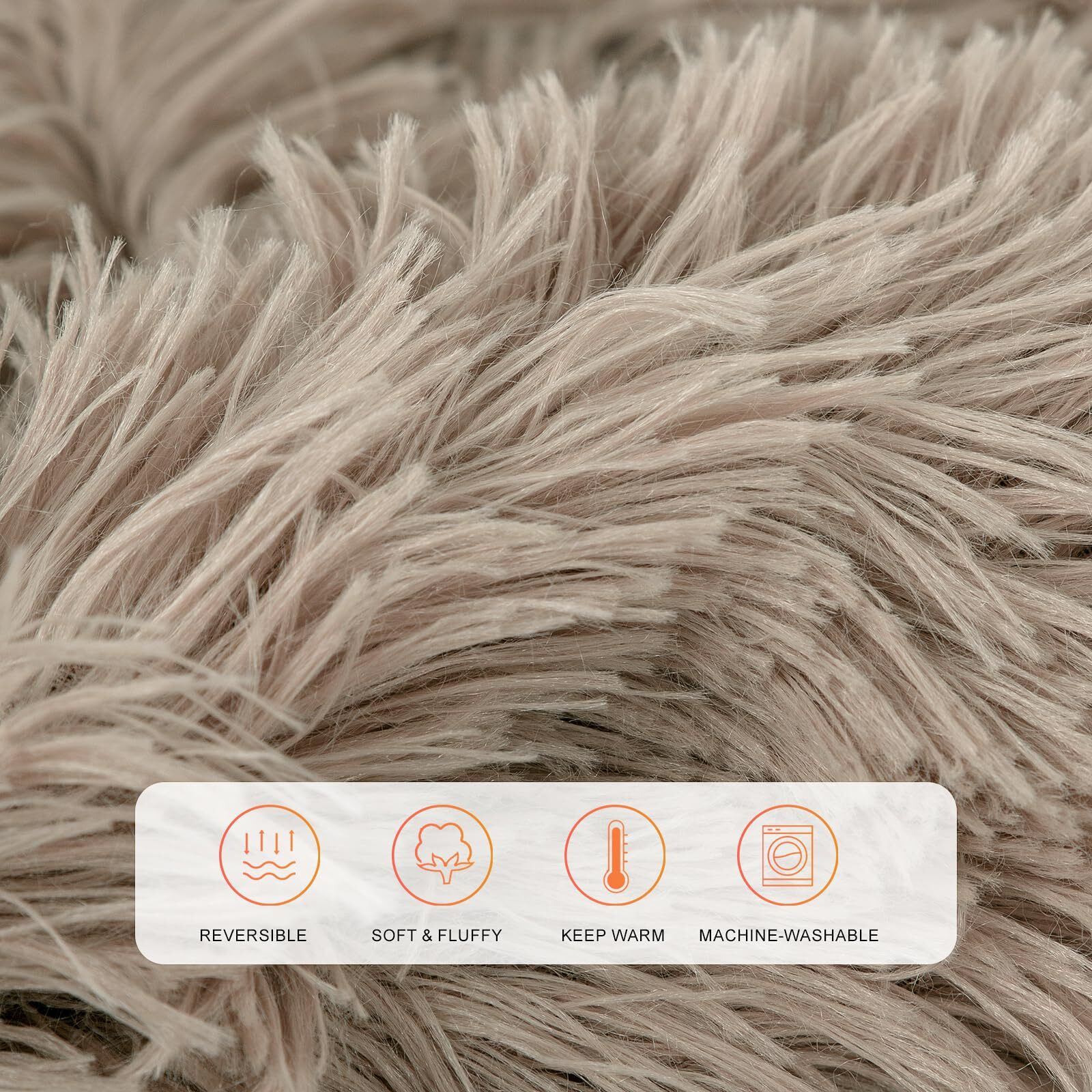 Toonow Extra Soft Fuzzy Faux Fur Throw Blanket 50"&quotX60""  Reversible Lightweight Fluffy Cozy Plush Comfy Microfiber Fleece Decorative Shaggy Blanket For Couch Sofa Bed  Khaki