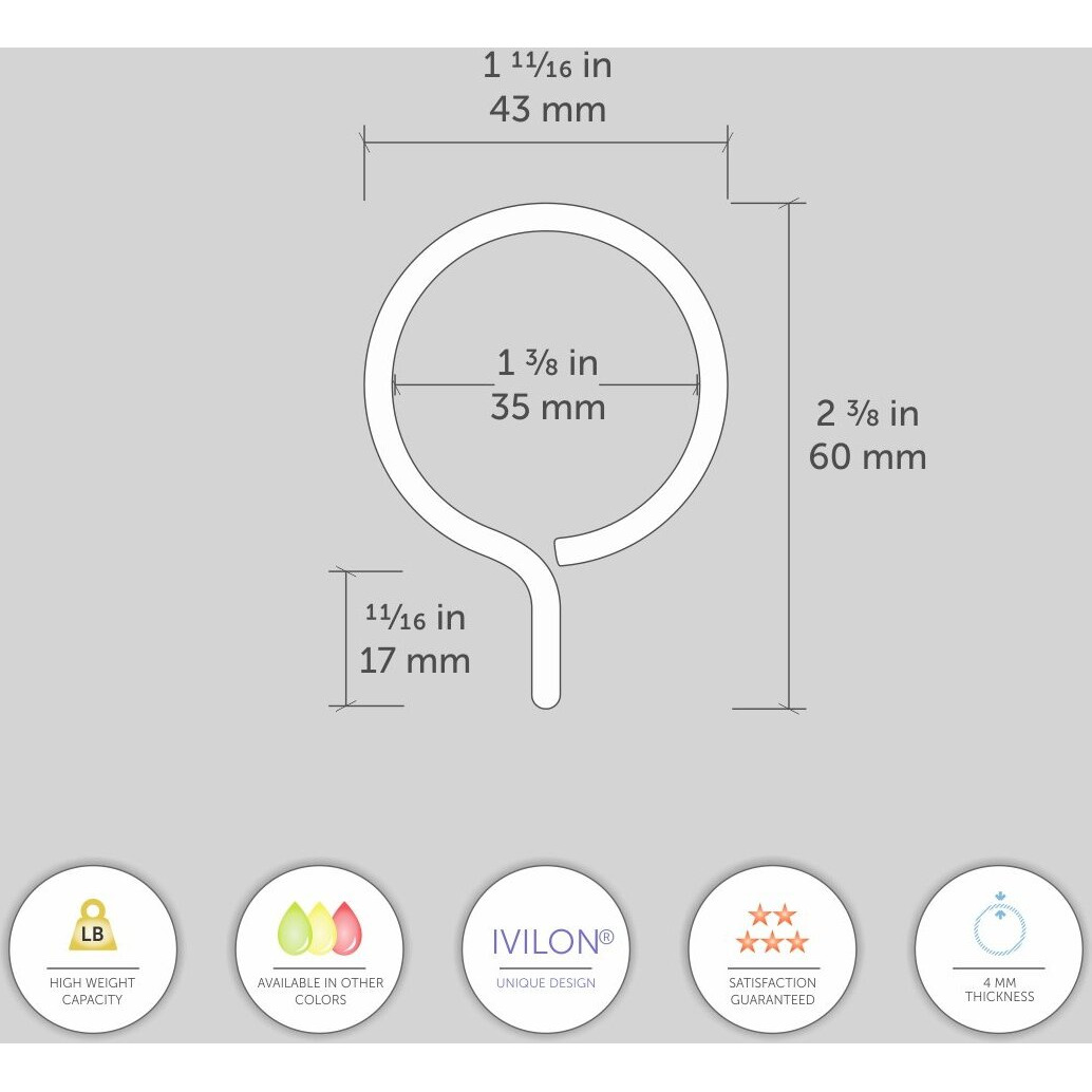 Ivilon Drapery Eyelet Curtain Rings - 1.7"" Ring For Curtain Hook Pins  Set Of 14 - Satin Nickel