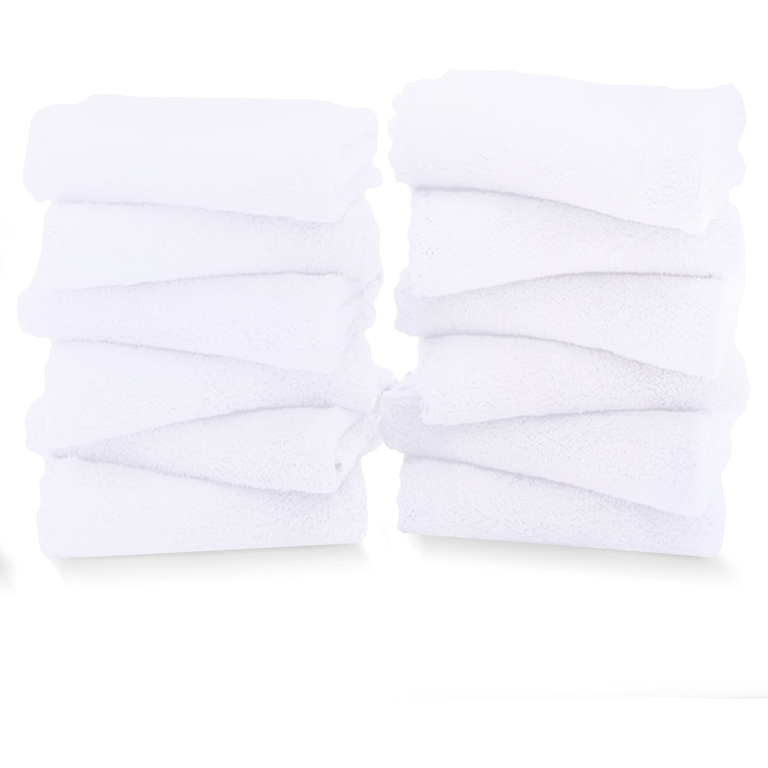 Tenstars 12 Pack Premium Washcloths Set - Quick Drying- Soft Microfiber Coral Velvet Highly Absorbent Wash Clothes - Multipurpose Use As Bath  Spa  Facial  Fingertip Towel (White)