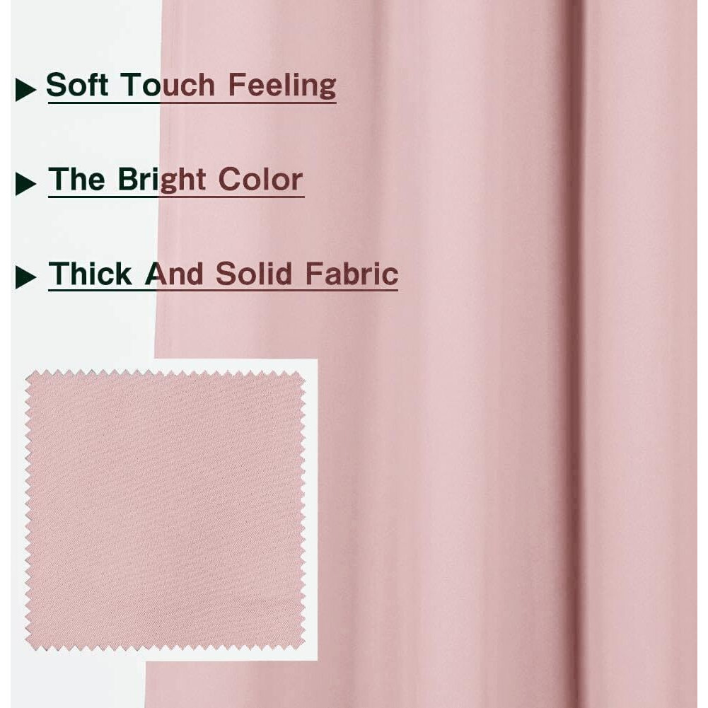 Mysky Home Pink Curtains For Living Room  95 Inch Long Grommet Room Darkening Curtain For Kids Bedroom  Amazing Triple Weave Thermal Insulated Curtain Light Blocking  1 Curtain Panel  52 X 95 Inch