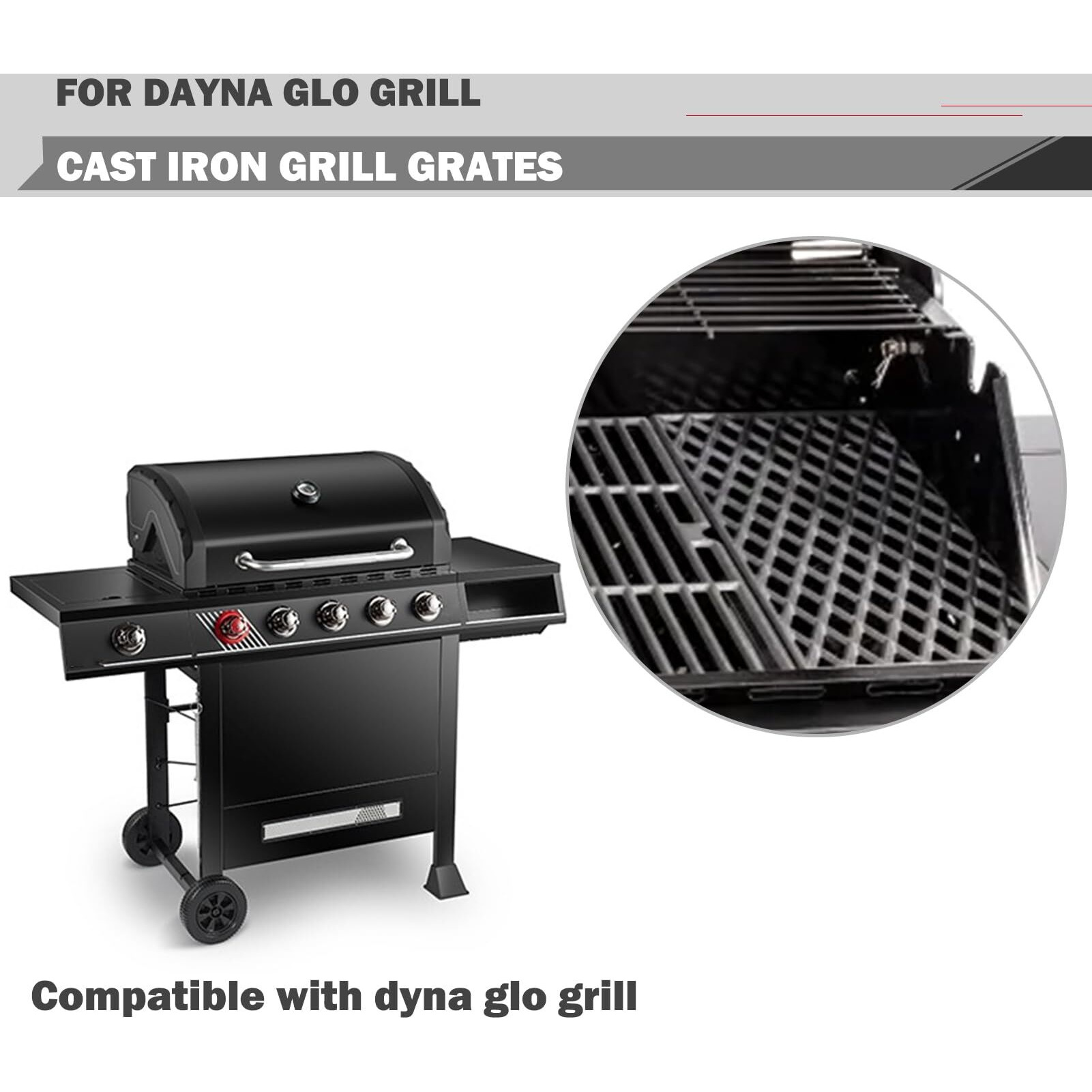 Dgh474Crp Dgh450Crp Grill Replacement Parts Grates For Dyna Glo Grill Parts Dgh483Crp Sear Grill Grate Cooking Grates Dyna Glo Side Searing Grate 70-01-911 Dgh485Crp Reversible Cast Iron Grates Parts