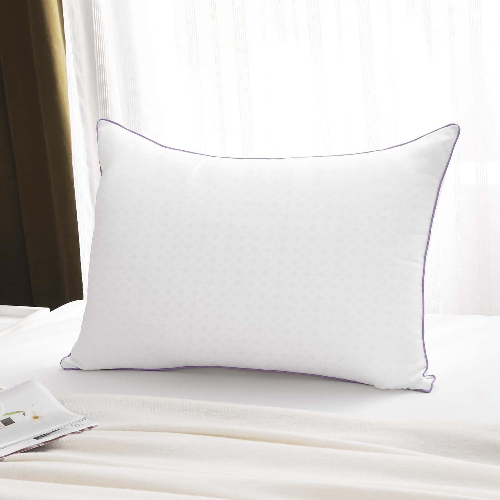 Jollyvogue Pillows King Size Set Of 1  Bed Pillows Set Of 1  Cooling And Supportive Pillows With Super Soft Down Alternative Fill  Luxury Fluffy Hotel Quality For Side  Back  And Stomach Sleepers
