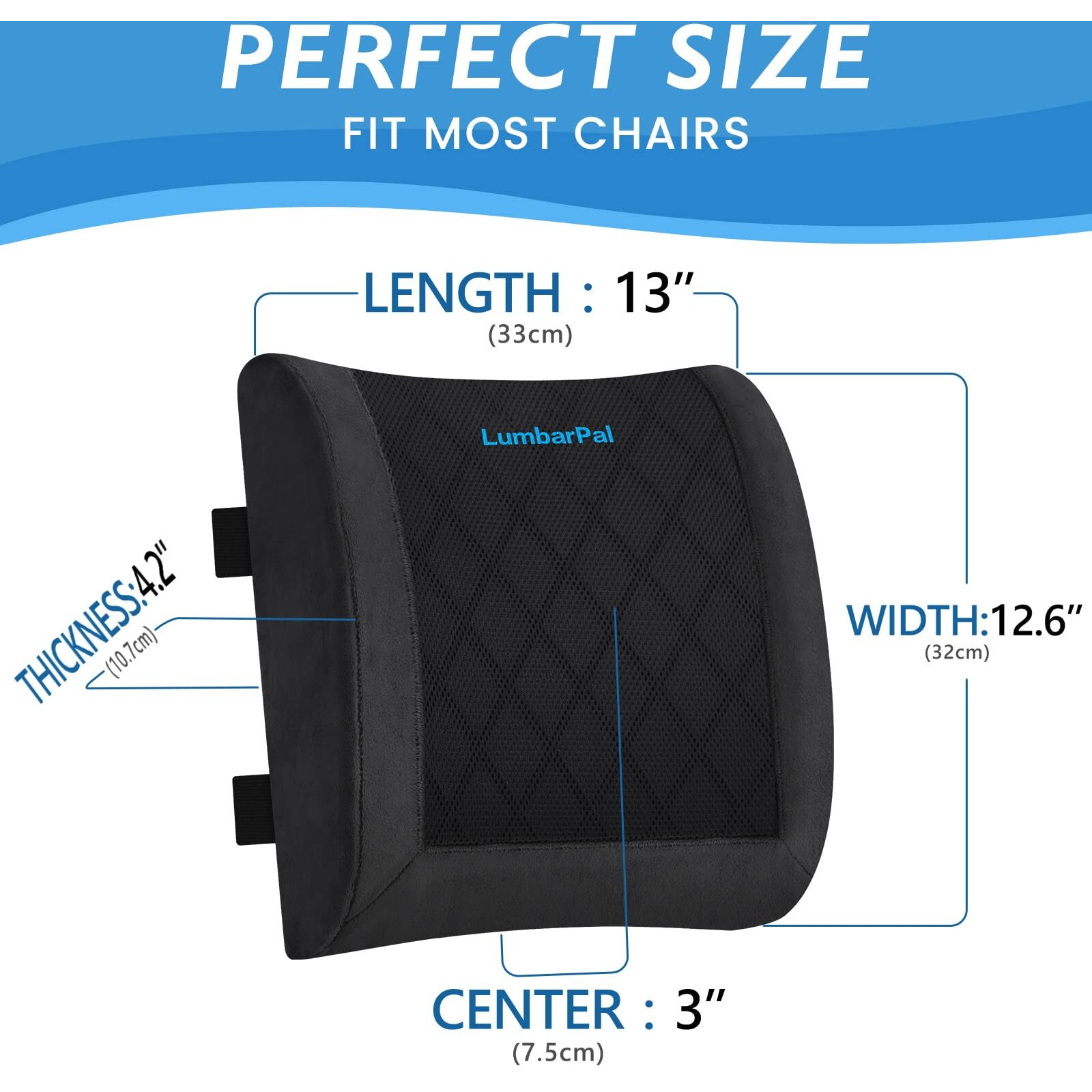 Lumbarpal Lumbar Support Pillow For Office Chair Back Support Lumbar Pillow For Car  Gaming  Office Chair - Improve Sitting Posture & Back Pain Relief  Memory Foam  Adjustable Straps  Fluffy Black