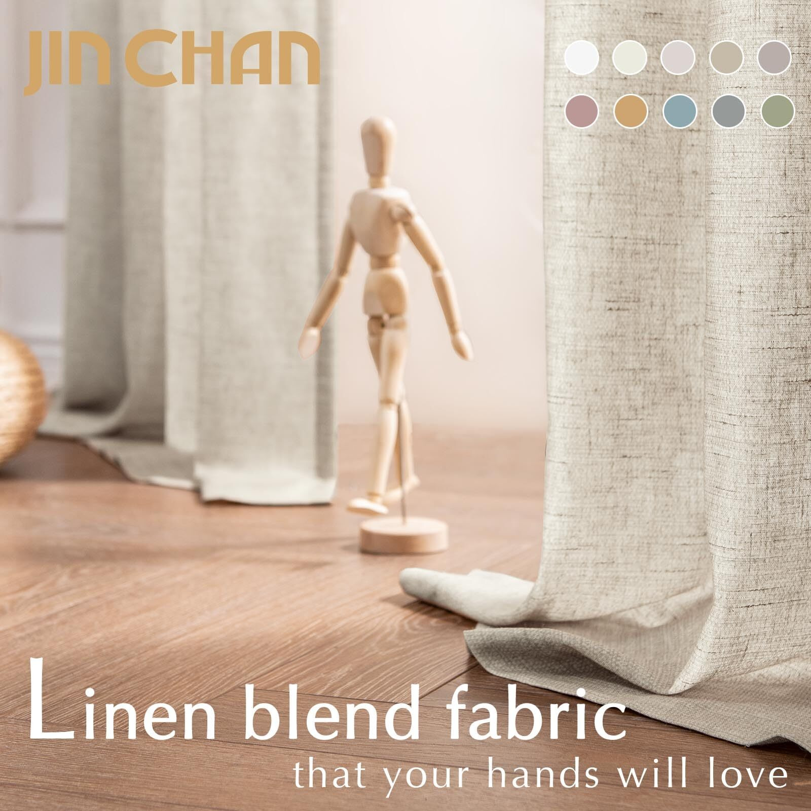Jinchan Linen Curtains 63 Inches Length For Living Room Oat Farmhouse Rod Pocket Back Tab Light Filtering Window Drapes For Bedroom Curtains 2 Panels