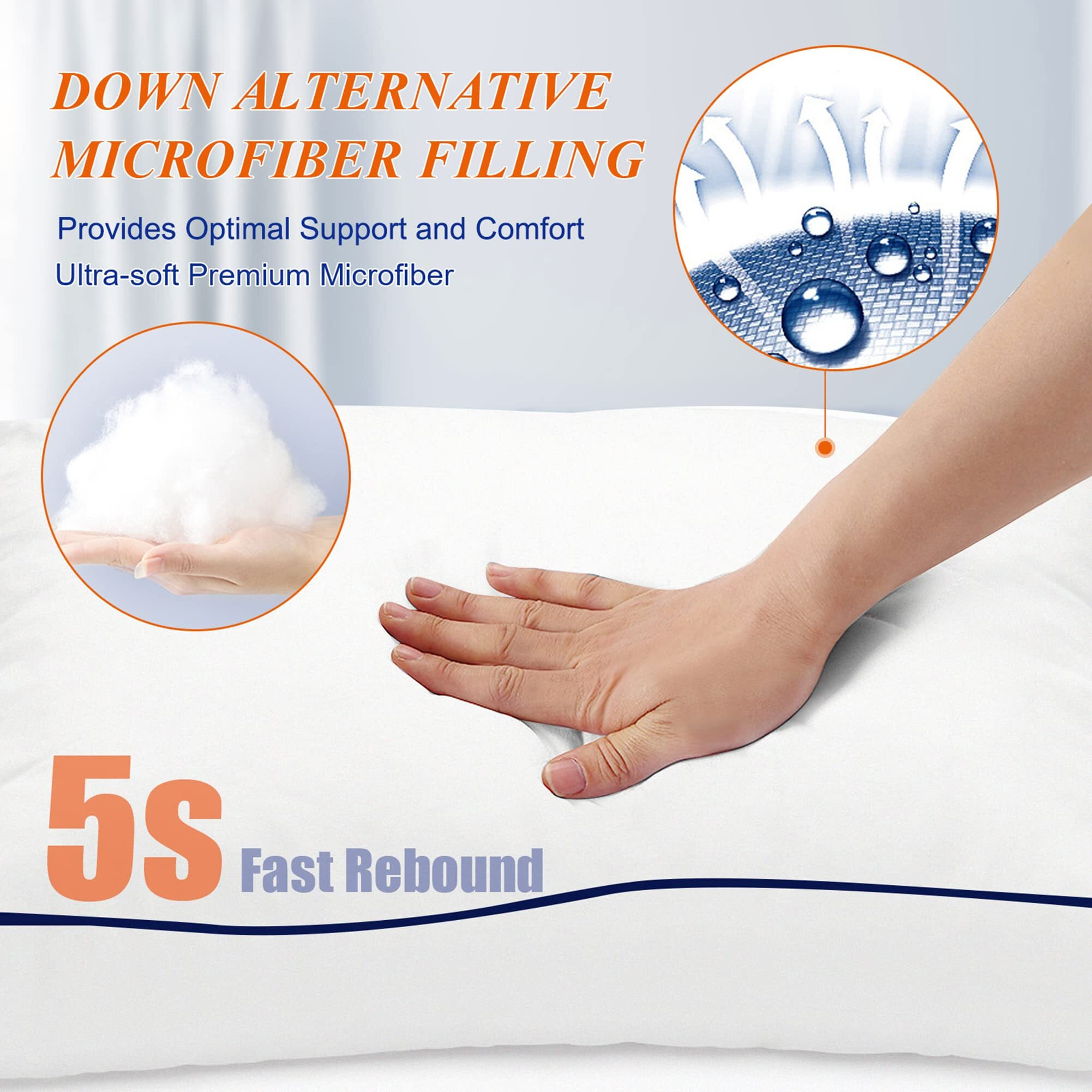 Mzoimzo Supportive Firm Bed Pillows For Sleeping- King Size  Set Of 2  Cooling Hotel Quality With Premium Soft Down Alternative Fill For Back  Stomach Or Side Sleepers  20''X34''