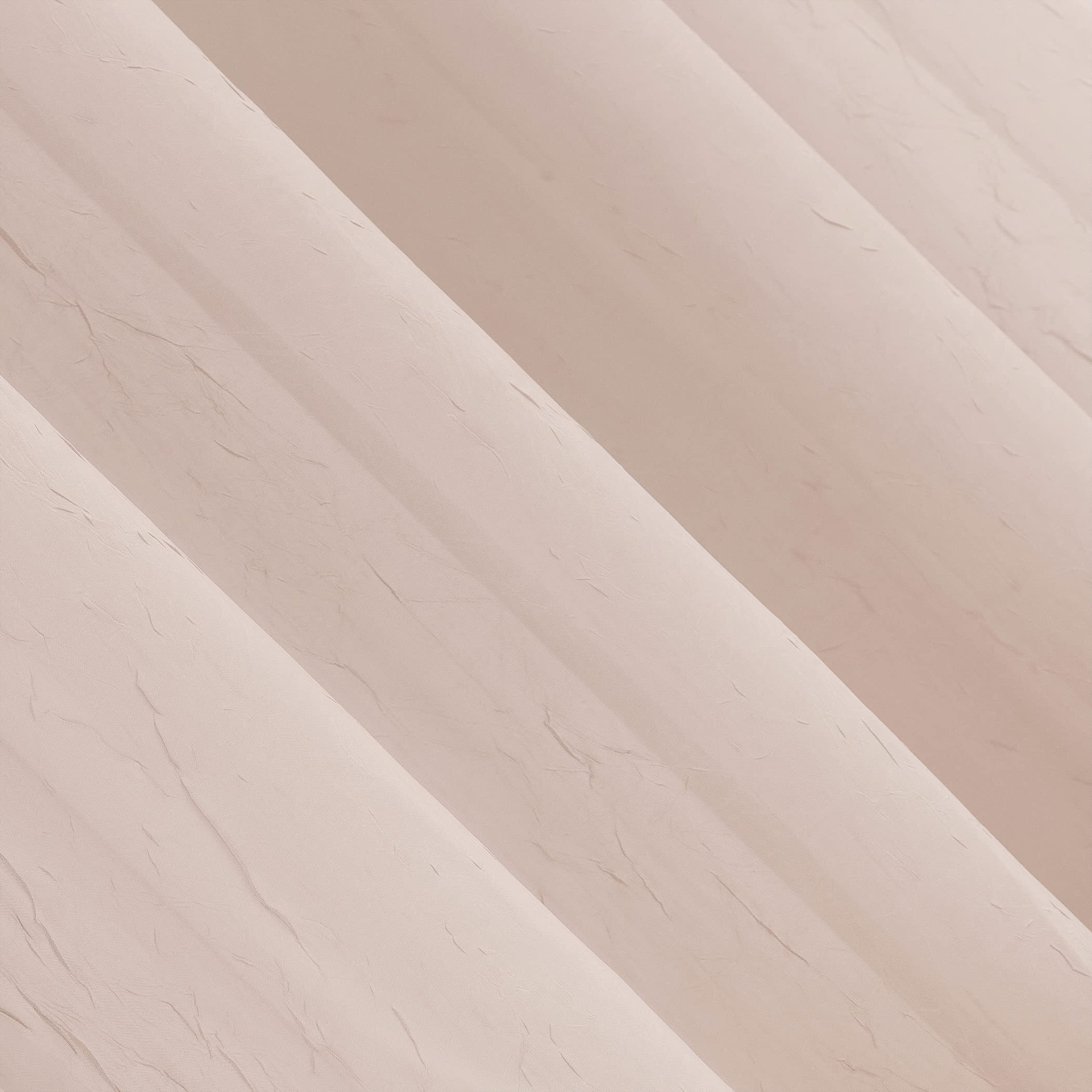 No. 918 Erica Crushed Sheer Voile Rod Pocket Curtain Panel  51"" X 84""  Whisper Pink