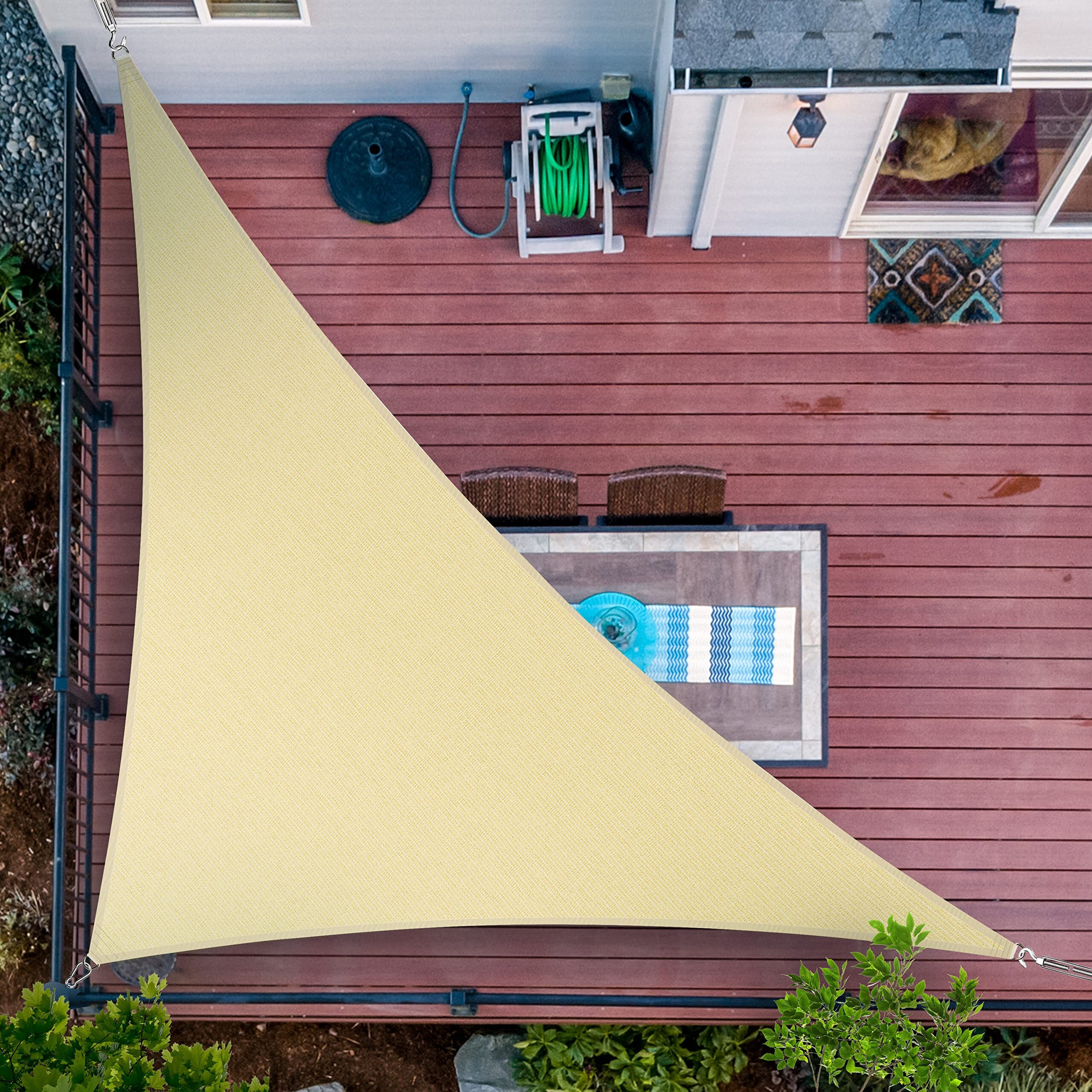 Shademart 24' X 24' X 33.9' Beige Right Triangle Sun Shade Sail Upf50 Smtaprt20 Canopy Fabric Cloth Screen  Water Air Permeable & Uv Block  Heavy Duty  Carport Patio Outdoor - (We Customize Size)