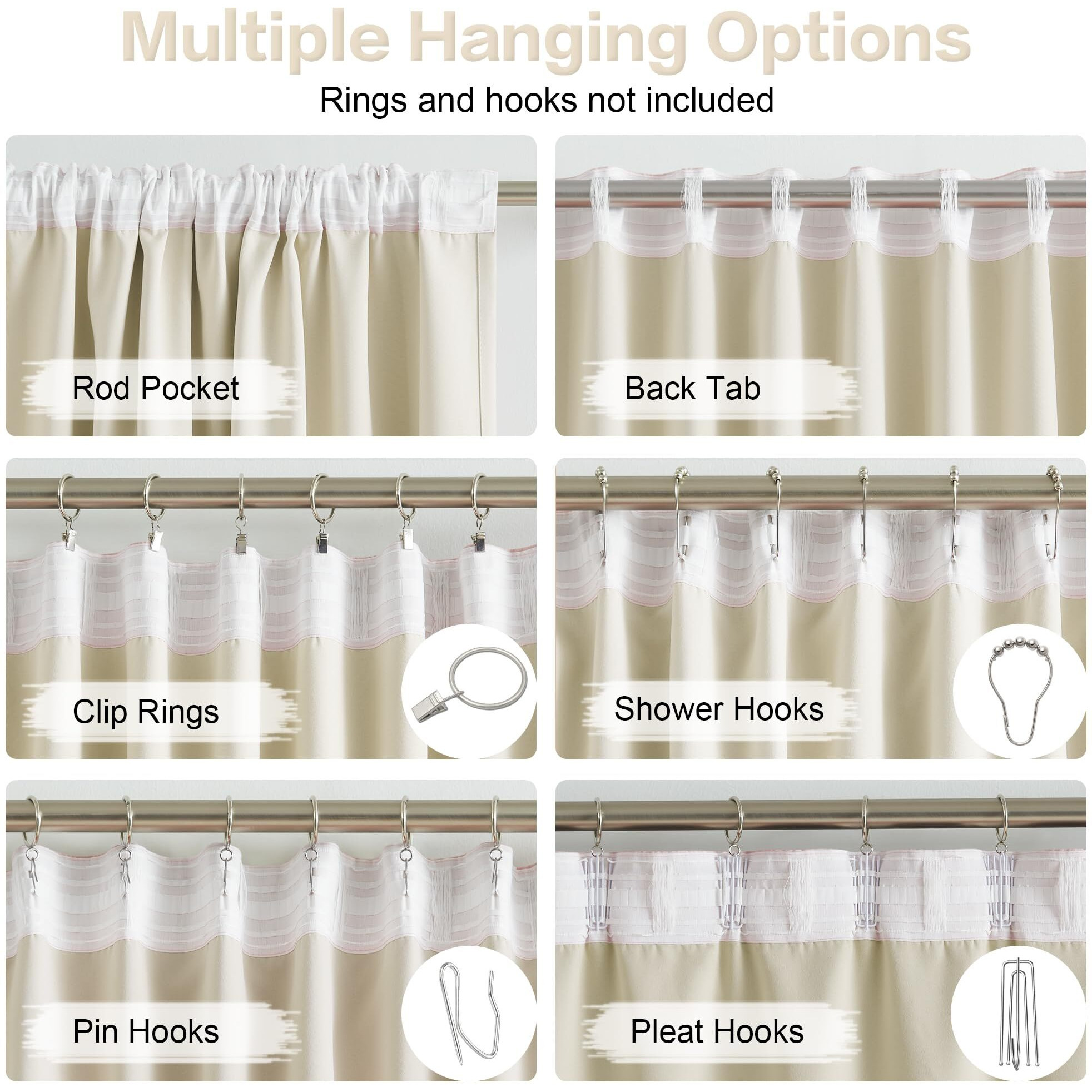 2 Pcs Living Room Curtains High Ceiling Extra Long Drapes Rod Pocket Back Tab Beige Farmhouse Curtains Window Treatments For Bedroom Patio Door 132 Inches Long 11 Ft Length 52 Inch Width  Ivory