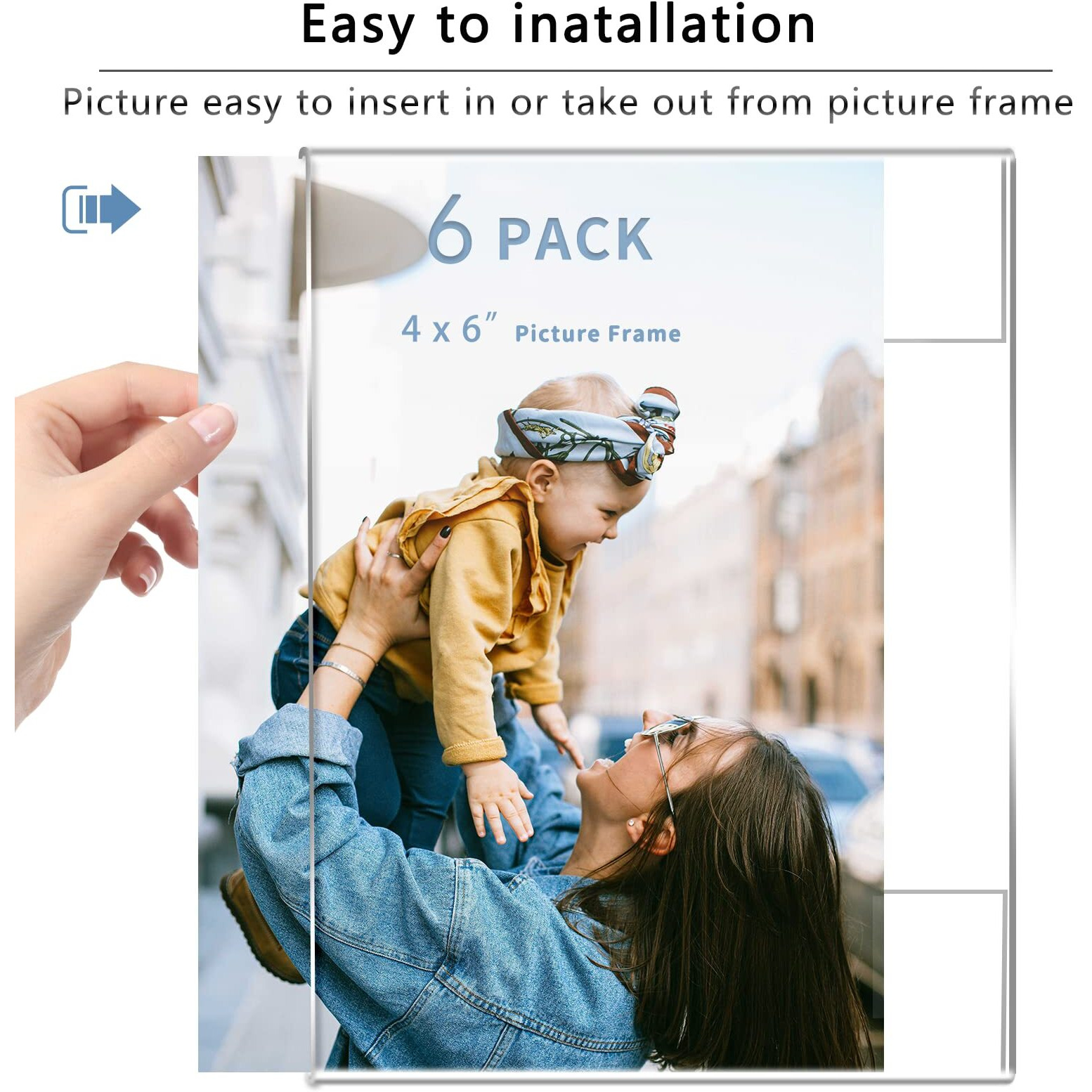 Dzz Clear Acrylic Photo Picture Frames Display Picture Wall Mounting Clear For Home School Office -Vertical  4X6  Set Of 6