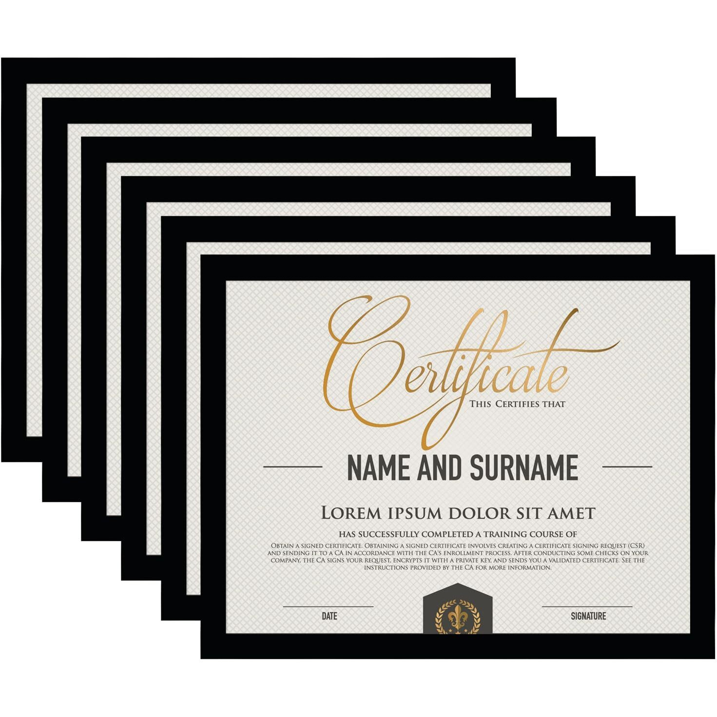 Bsrhome 8.5X11 Picture Frame Set Of 6  Certificate Document Frame  Diploma Frame  Display Pictures 6X8 With Mat Or 8.5X11 Without Mat  Black