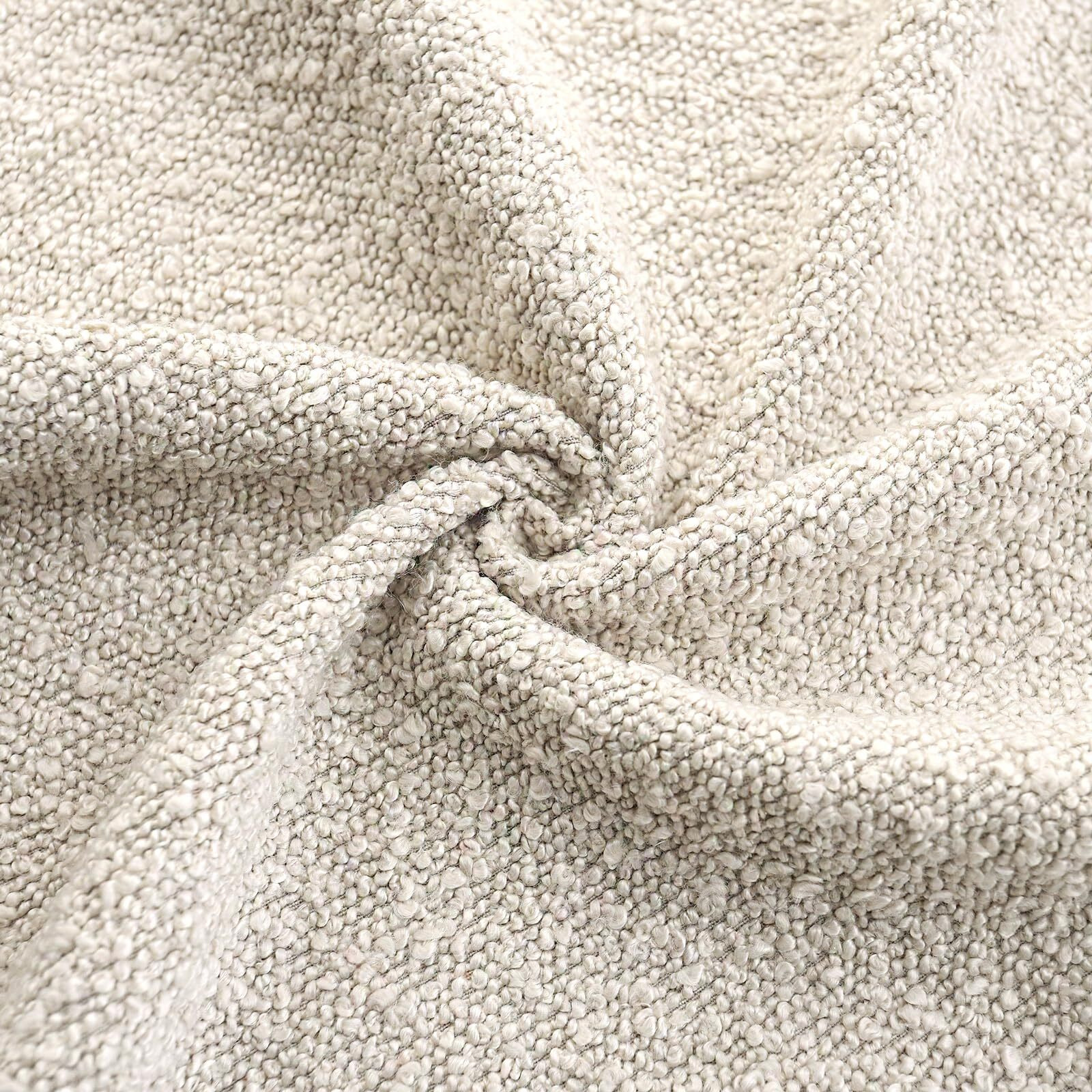 Romandeco Boucle Decorative Lumbar Pillow Covers For Couch Set Of 2  12X20 Inches  Beige