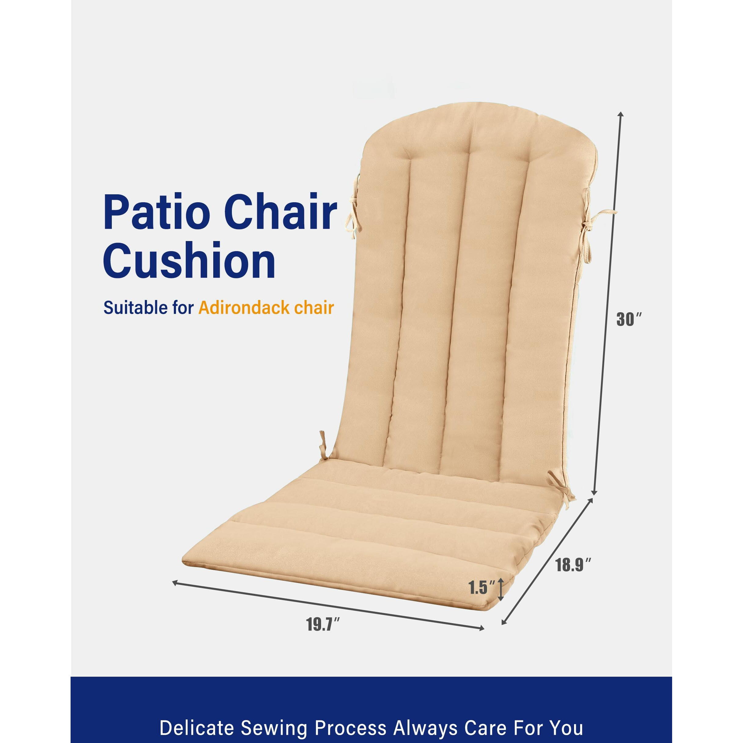 Yefu Adirondack Chair Cushion  Rocking Chair Cushions With Straps  Folding Patio Chair Pad For Indoor And Outdoor  19.7X18.9X1.5 Inch  Light Brown
