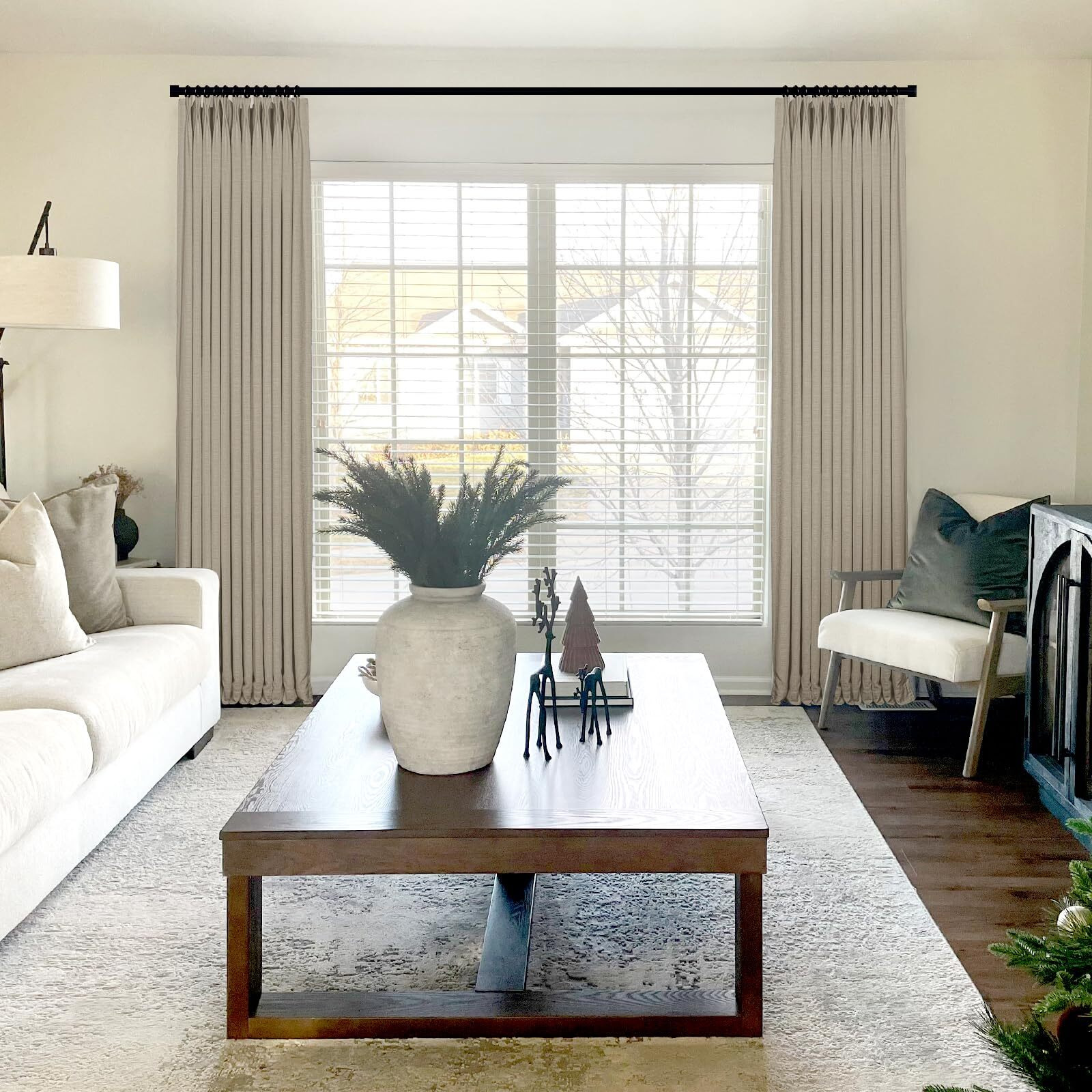 Inovaday Pinch Pleated Curtains Blackout  Curtains 84 Inches 2 Panels Set  100% Blackout Curtains For Bedroom Thermal Insulated Linen Pinch Pleat Blackout Drapes With Hooks W40 X L84  Grey Beige