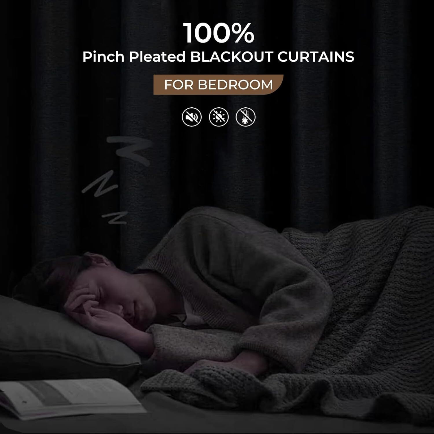 Inovaday Pinch Pleated Curtains Blackout  Curtains 84 Inches 2 Panels Set  100% Blackout Curtains For Bedroom Thermal Insulated Linen Pinch Pleat Blackout Drapes With Hooks W40 X L84  Grey Beige