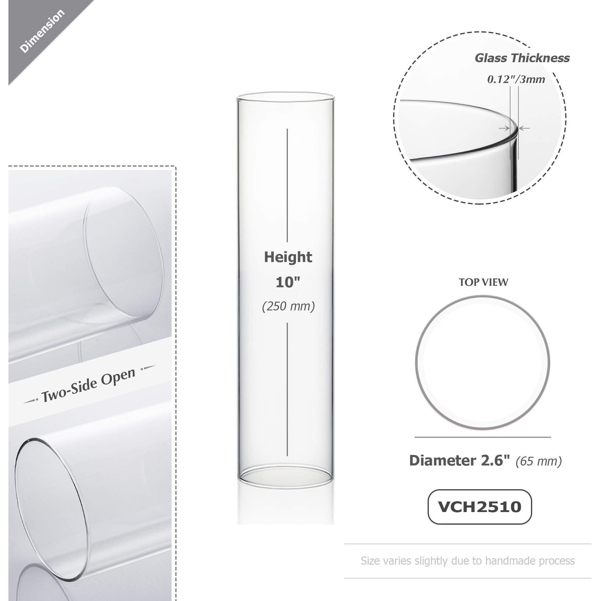 Wgvi Hurricane Candle Holder Sleeve  Wide 2.5""  Height 10""  Clear Glass Cylinder Candleholder  Chimney Tube  Open Ended Candle Shade  1 Piece