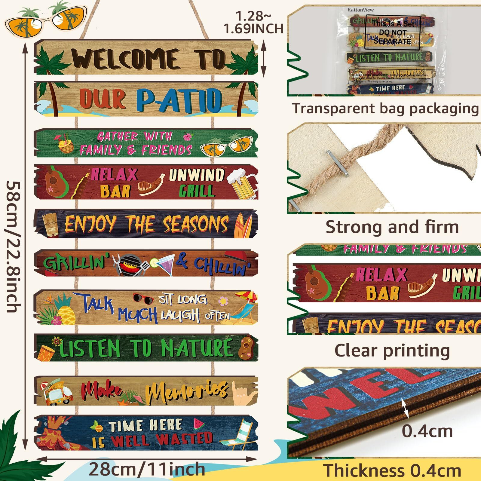 Rattanview Welcome To Our Patio Porch Rules Signs Wood Patio Porch Decorations Outdoor Funny Rules Sign Decorative Signs Outdoor Rules Plaque For Art Porch Backyard Home Birthday Gift (Patio)