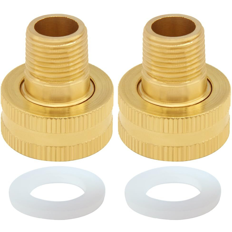 Uenede 2Pcs Brass Garden Hose Reducer Swivel Connector 3/4"&quotGht Female To 3/8"&quotNpt Male Threaded Reducing Convert Adapter Garden Hose Pipe Fittings