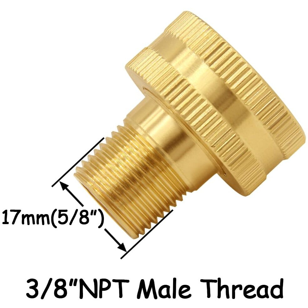 Uenede 2Pcs Brass Garden Hose Reducer Swivel Connector 3/4"&quotGht Female To 3/8"&quotNpt Male Threaded Reducing Convert Adapter Garden Hose Pipe Fittings