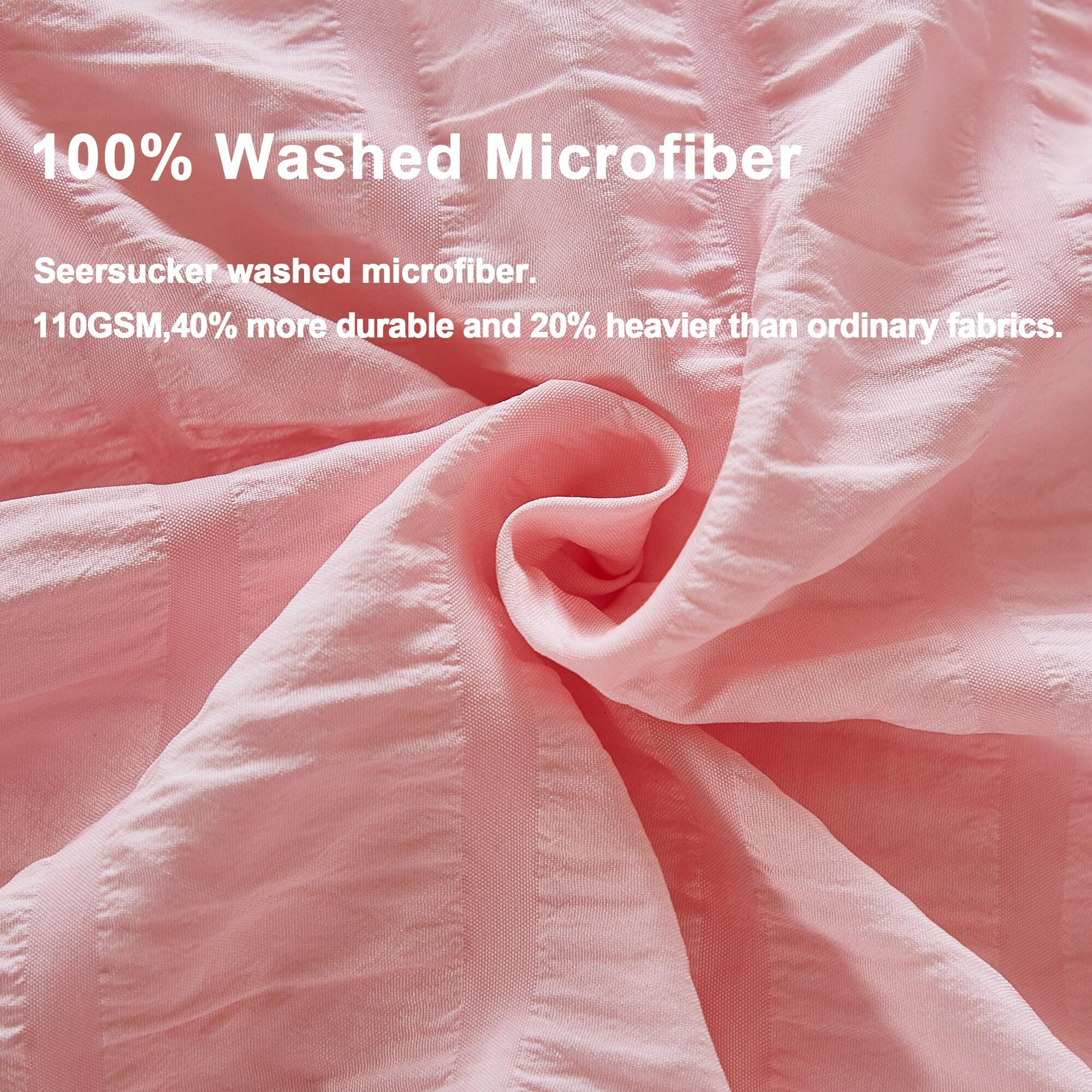Avelom Blush Pink Seersucker Duvet Cover Set Queen Size (90 X 90 Inches)  3 Pieces (1 Duvet Cover + 2 Pillow Cases)  Ultra Soft Washed Microfiber  Textured Duvet Cover With Zipper Closure  Corner Ties