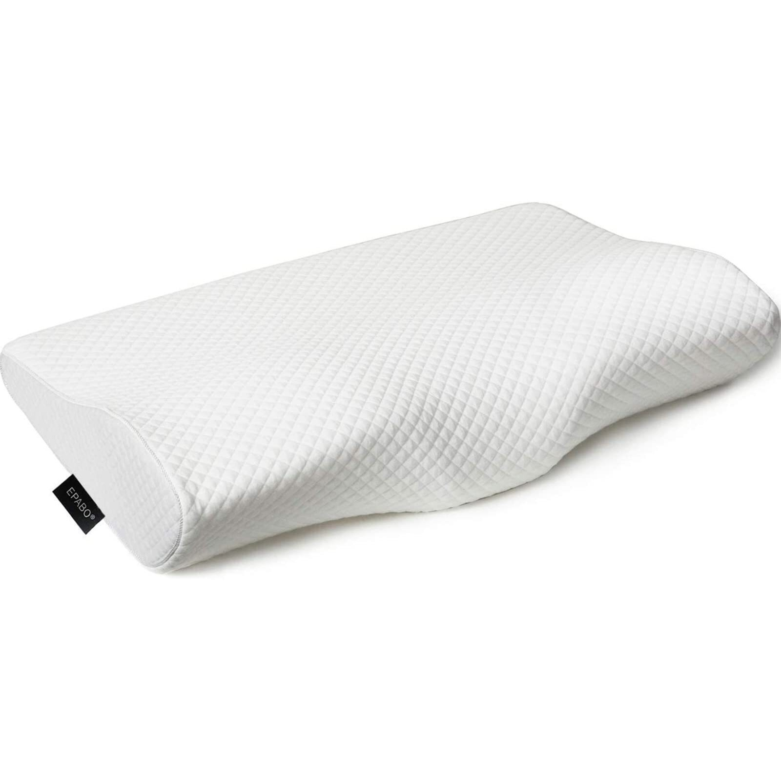 Epabo Contour Memory Foam Pillow Orthopedic Sleeping Pillows  Ergonomic Cervical Pillow For Neck Pain - For Side Sleepers  Back And Stomach Sleepers  Free Pillowcase Included ( Soft & Queen Size)