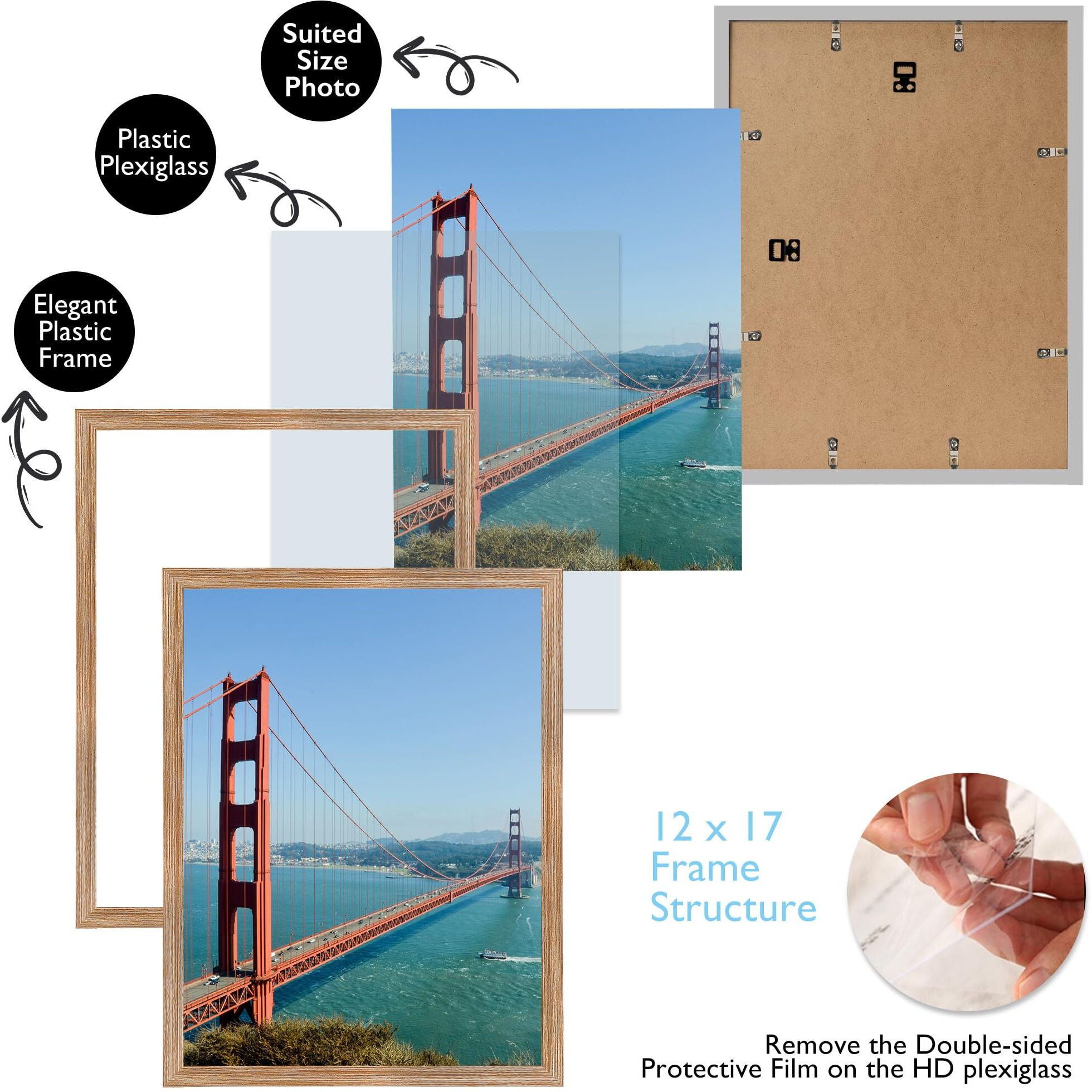 Heytuya 12X17 Picture Frame Rustic Brown For Wall Hanging  12 X 17 Frame Wall Gallery Photo Frame With Durable Shatter Resistant Plexiglas Rustic Brown